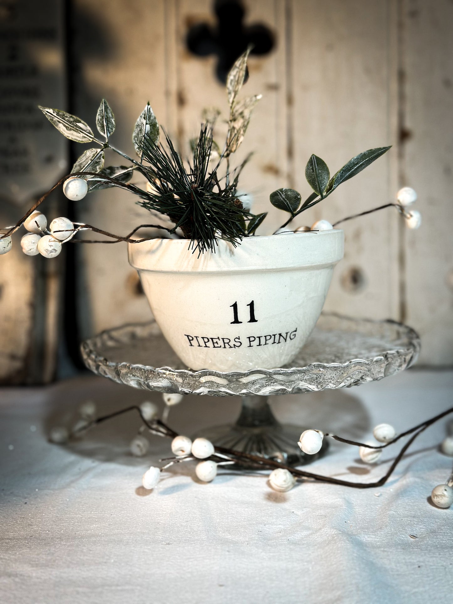 A beautiful vintage Illustrated Ironstone pudding bowl with a hand painted quote