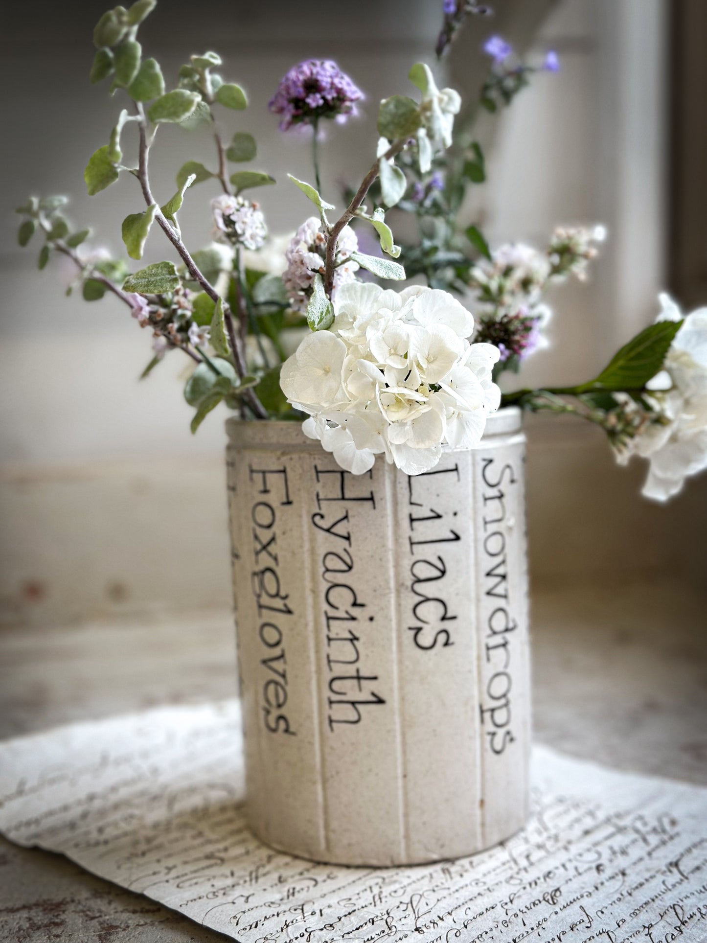 A Victorian Stoneware Preserve jar with hand painted botanical names pot