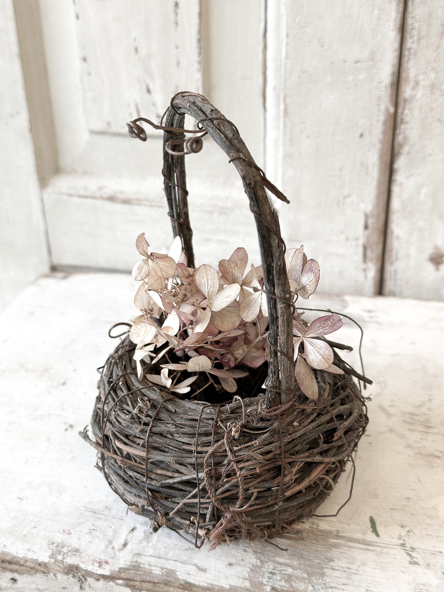 Small vintage bird nest wicker basket