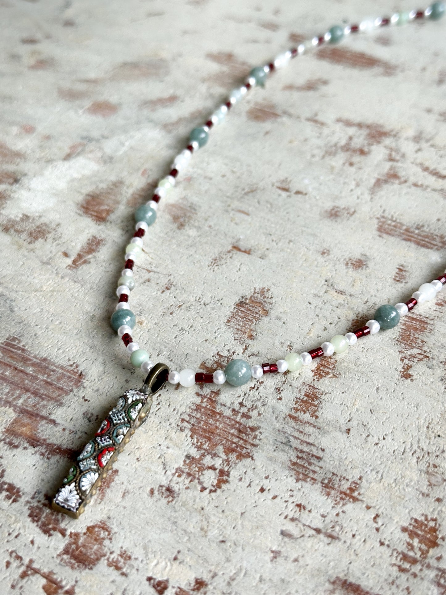 Found Object Antique Micro Mosaic Necklace by Jealous Moon Jewellery