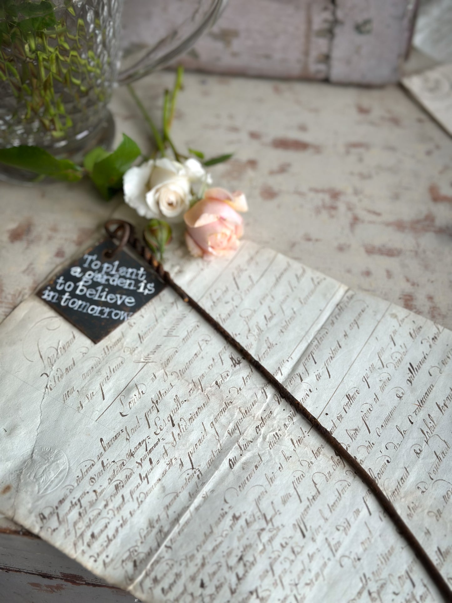 A Hand Painted French Plant Marker