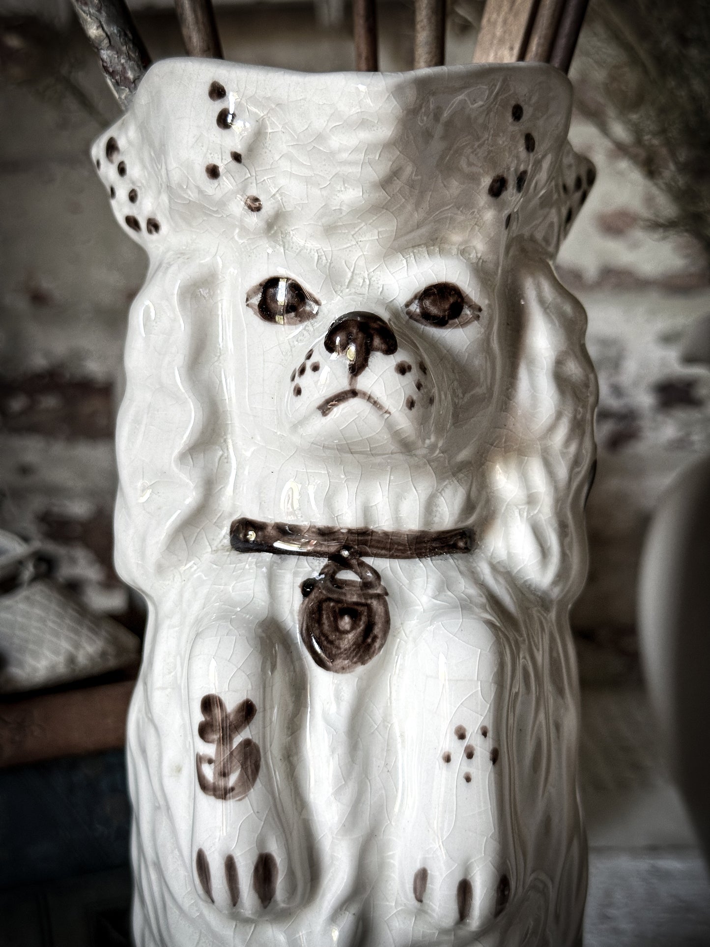 Antique Staffordshire Begging Spaniel in a Tricorn Hat Jug