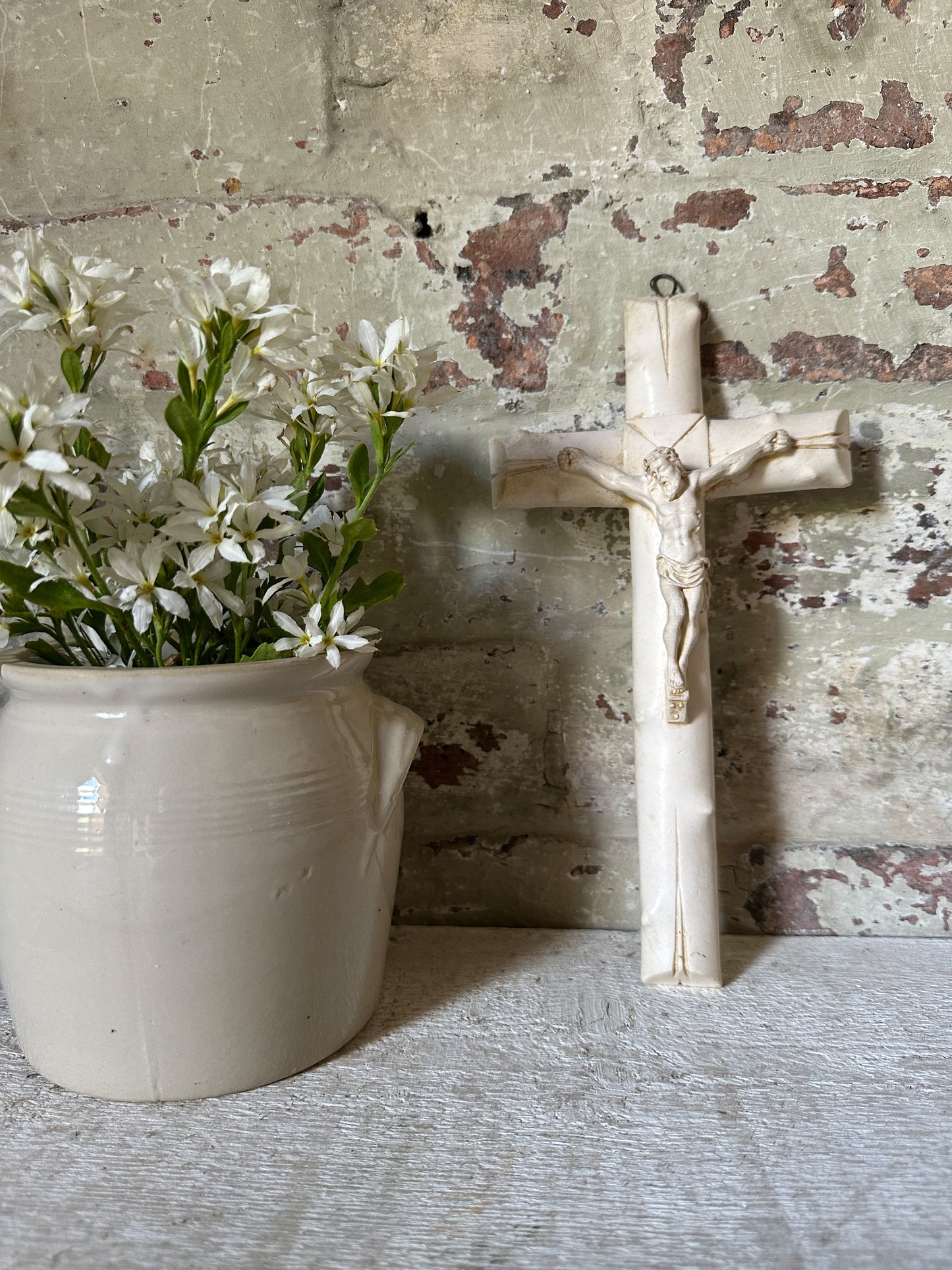 A French Antique Chalk Ware Crucifix