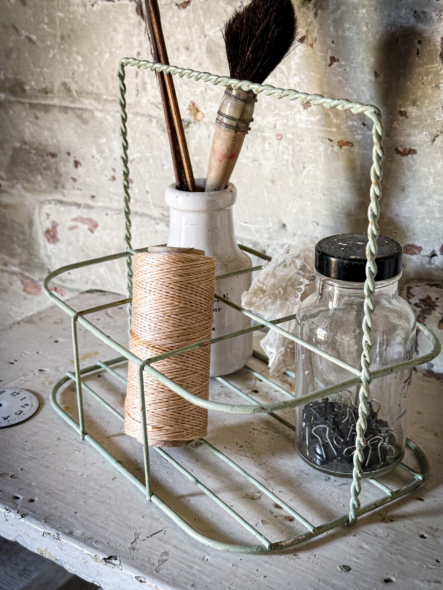 A Vintage French Wire Bottle Rack