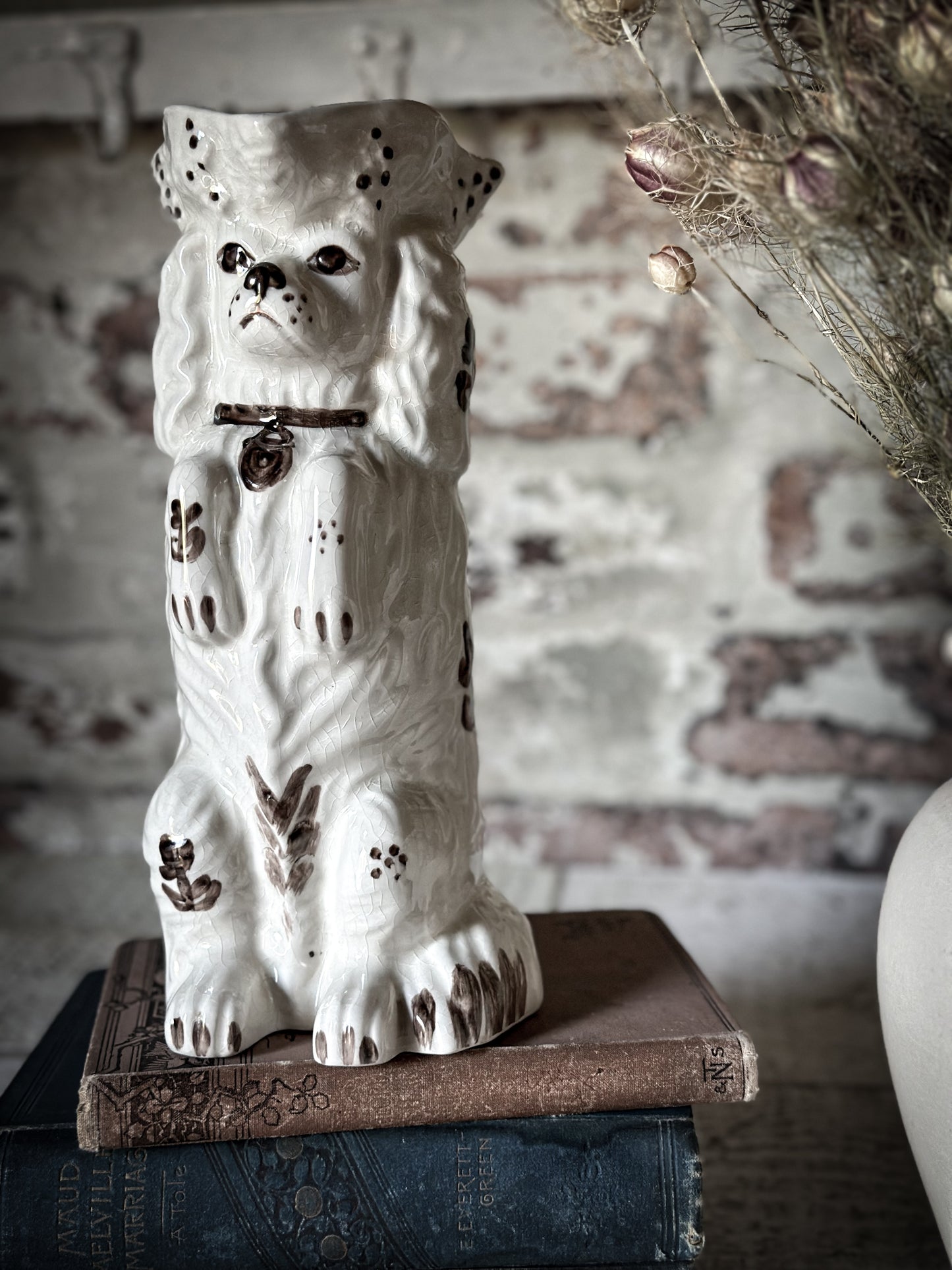 Antique Staffordshire Begging Spaniel in a Tricorn Hat Jug