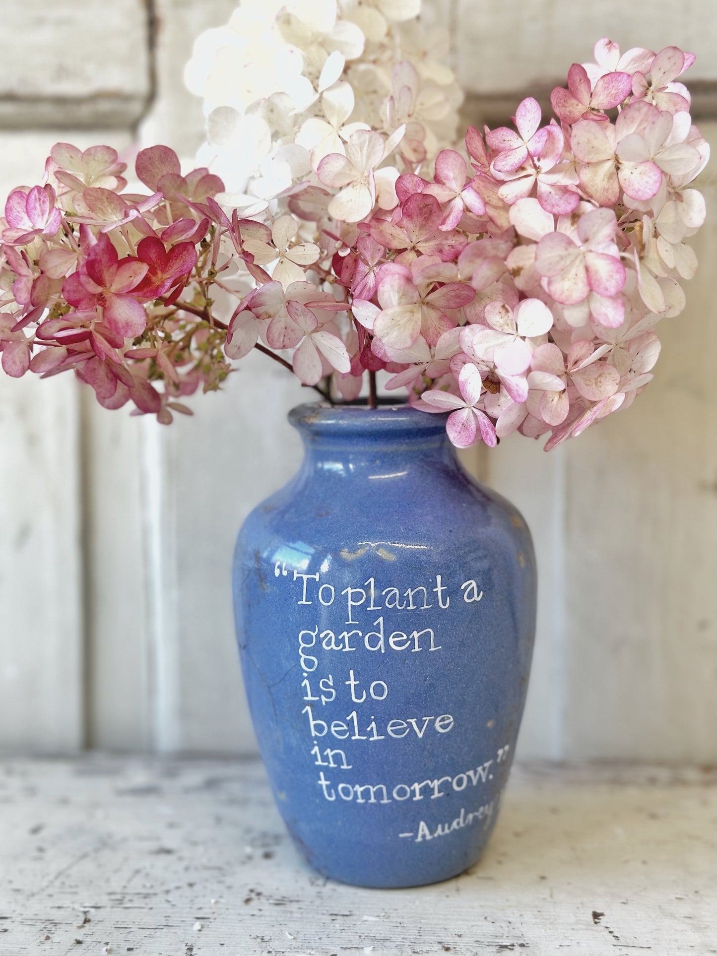 Victorian unearthed stoneware pottery Ronuk polish bottle with a hand painted quote
