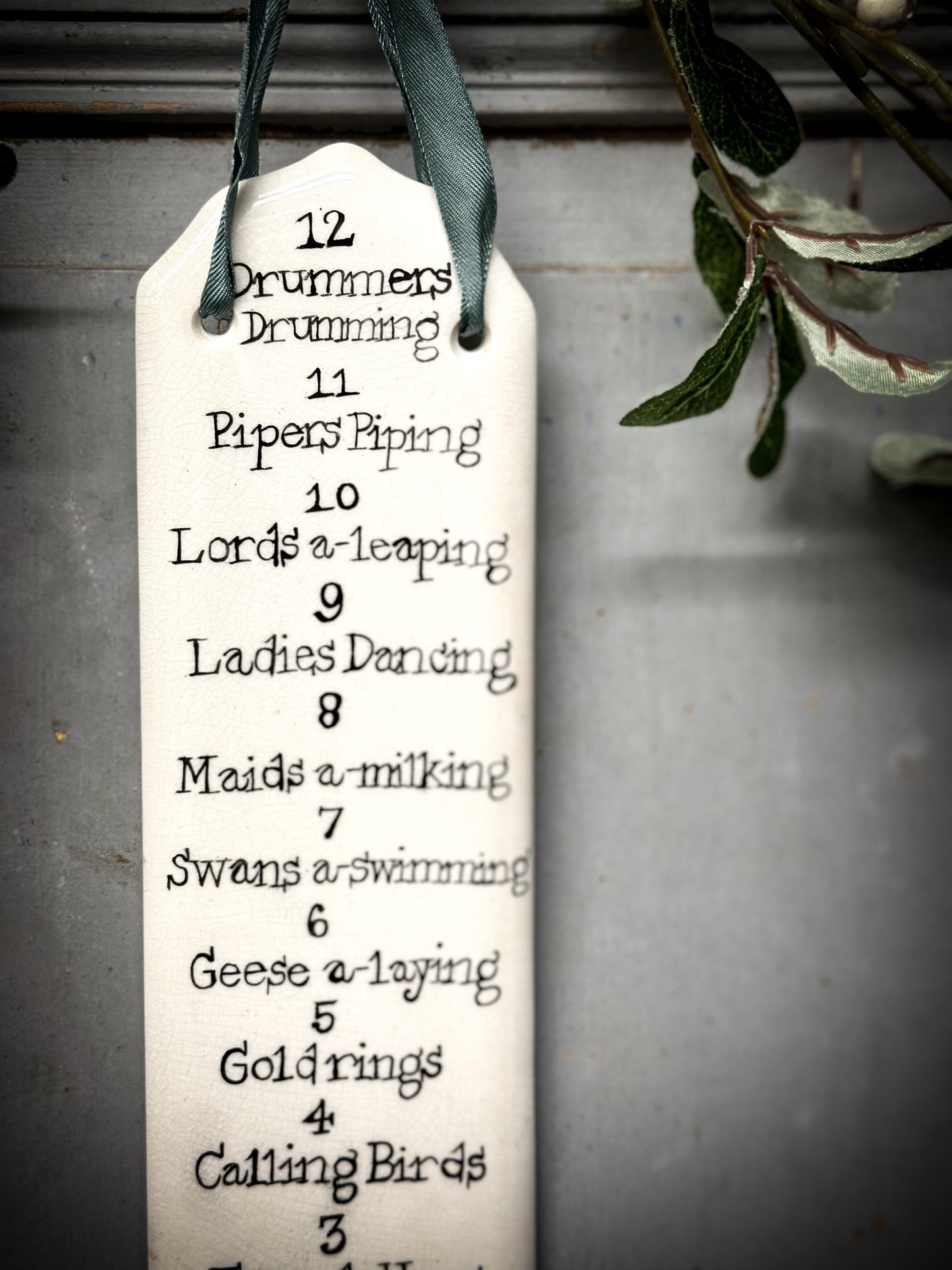 Twelve Days of Christmas Ironstone Door Plate Hanger