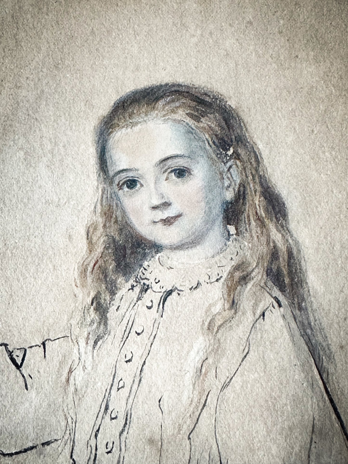 A Delightful Original French Painting, Illustration of a Girl with her Skipping Rope