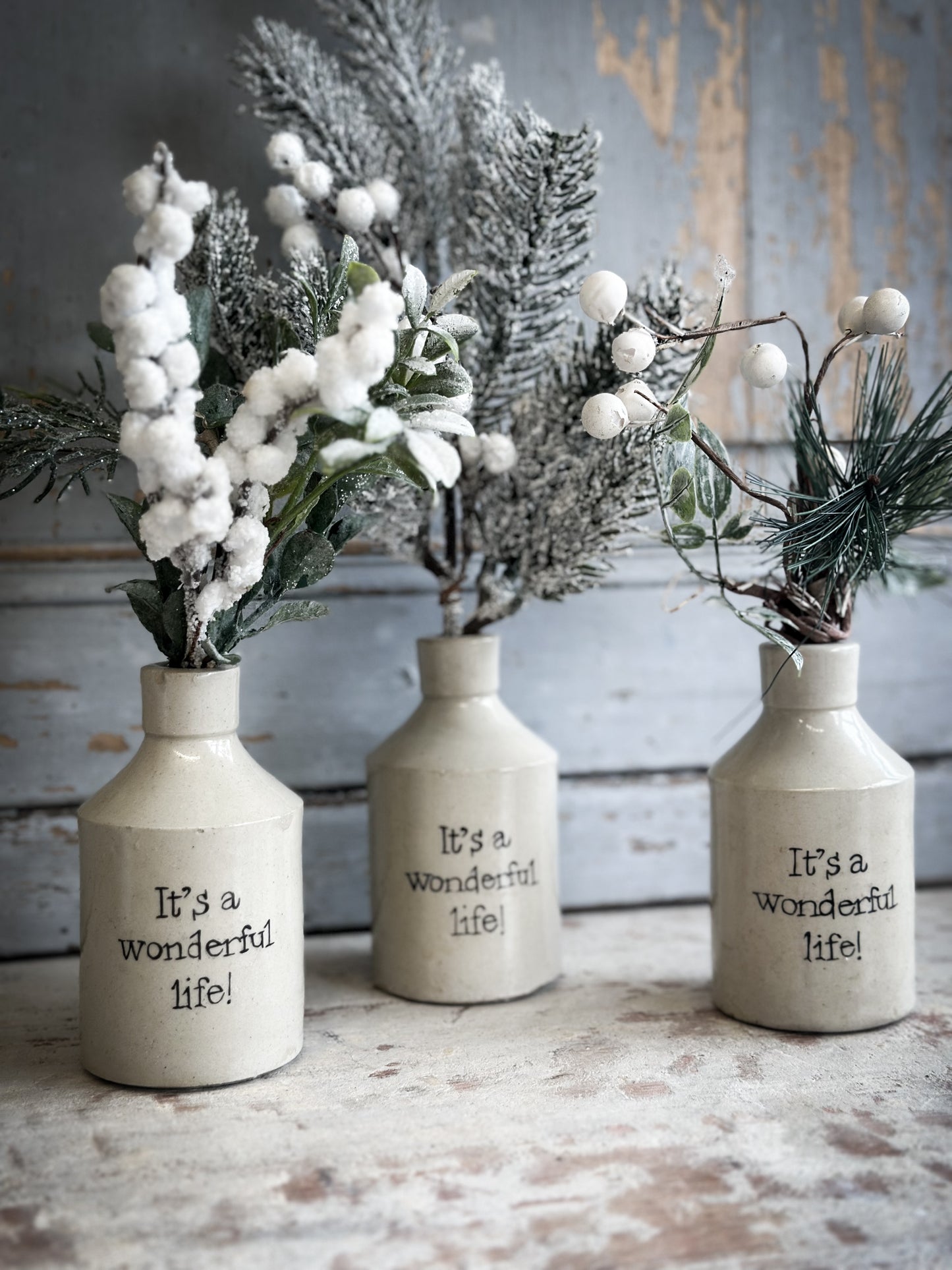 A Hand Painted Mini Victorian Christmas Stoneware Bottle