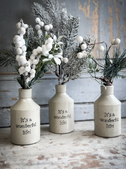 A Hand Painted Mini Victorian Christmas Stoneware Bottle