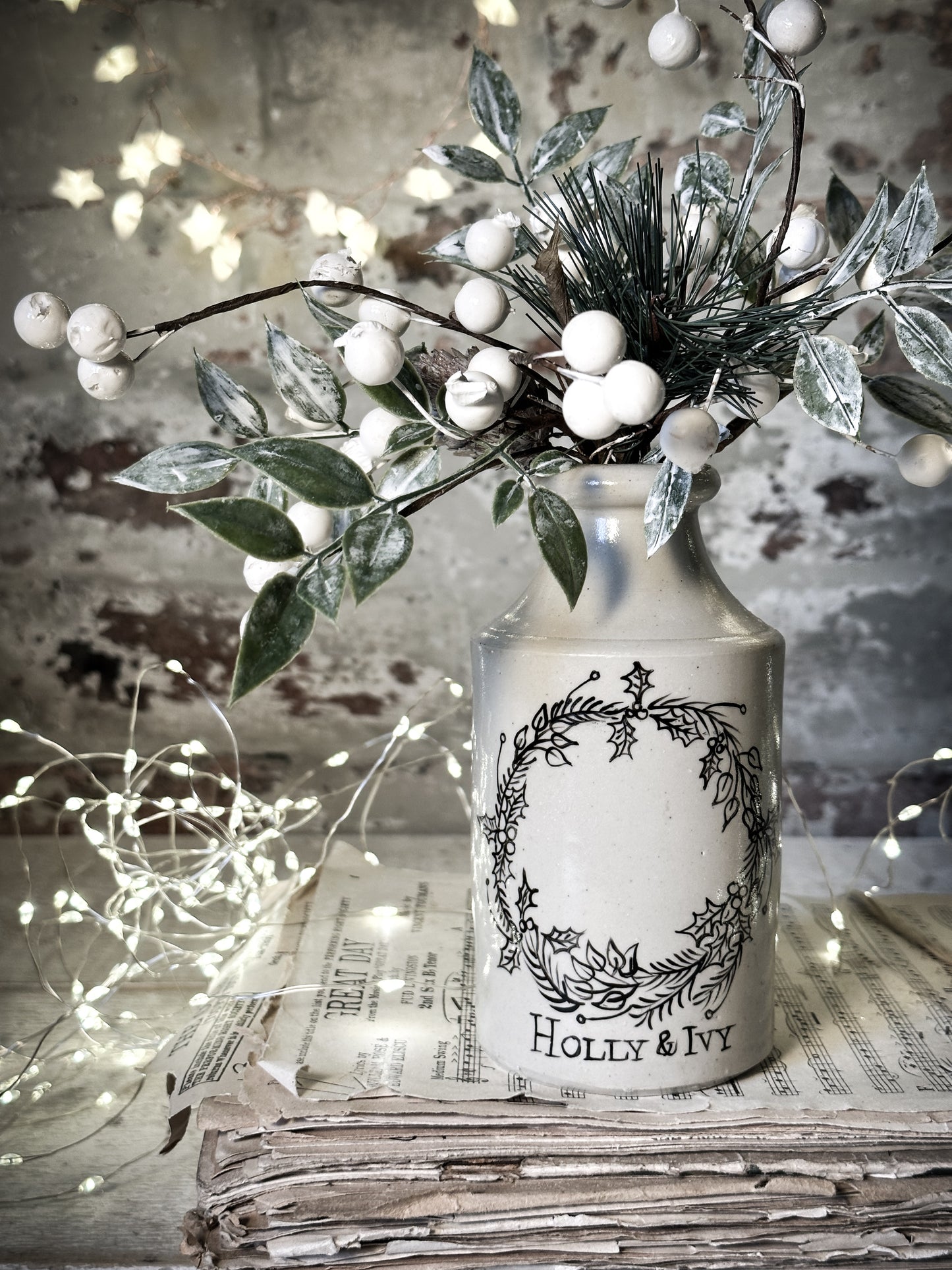A hand painted and illustrated vintage Victorian bottle