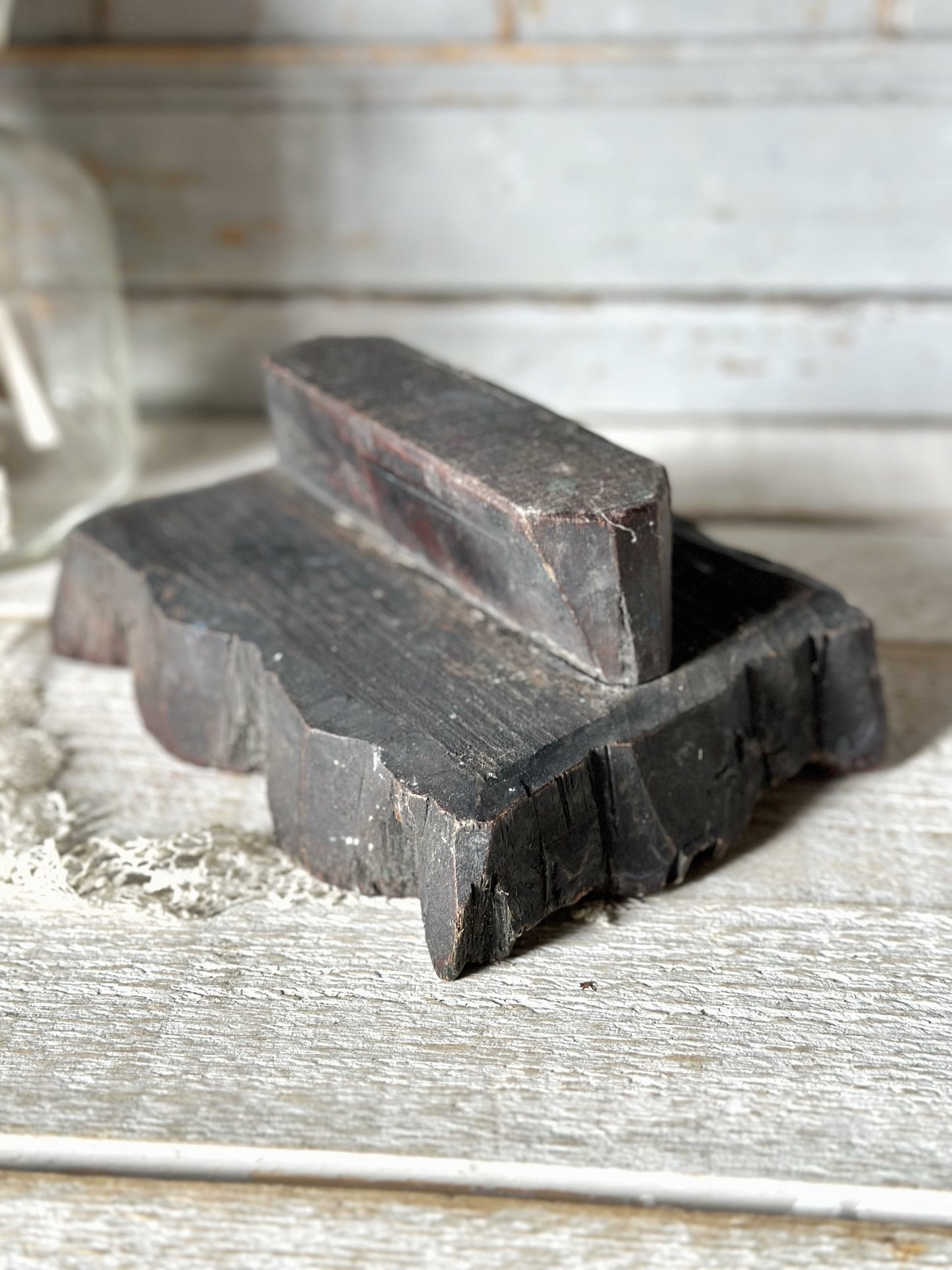 A vintage hand carved indian block print stamp