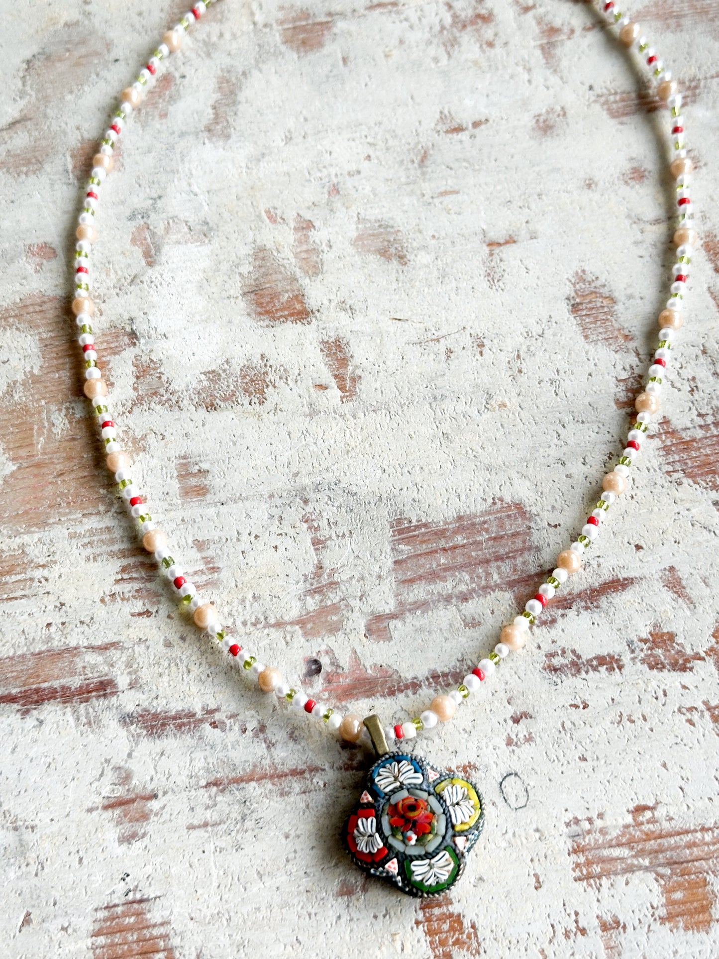 Found Object Antique Micro Mosaic Necklace by Jealous Moon Jewellery