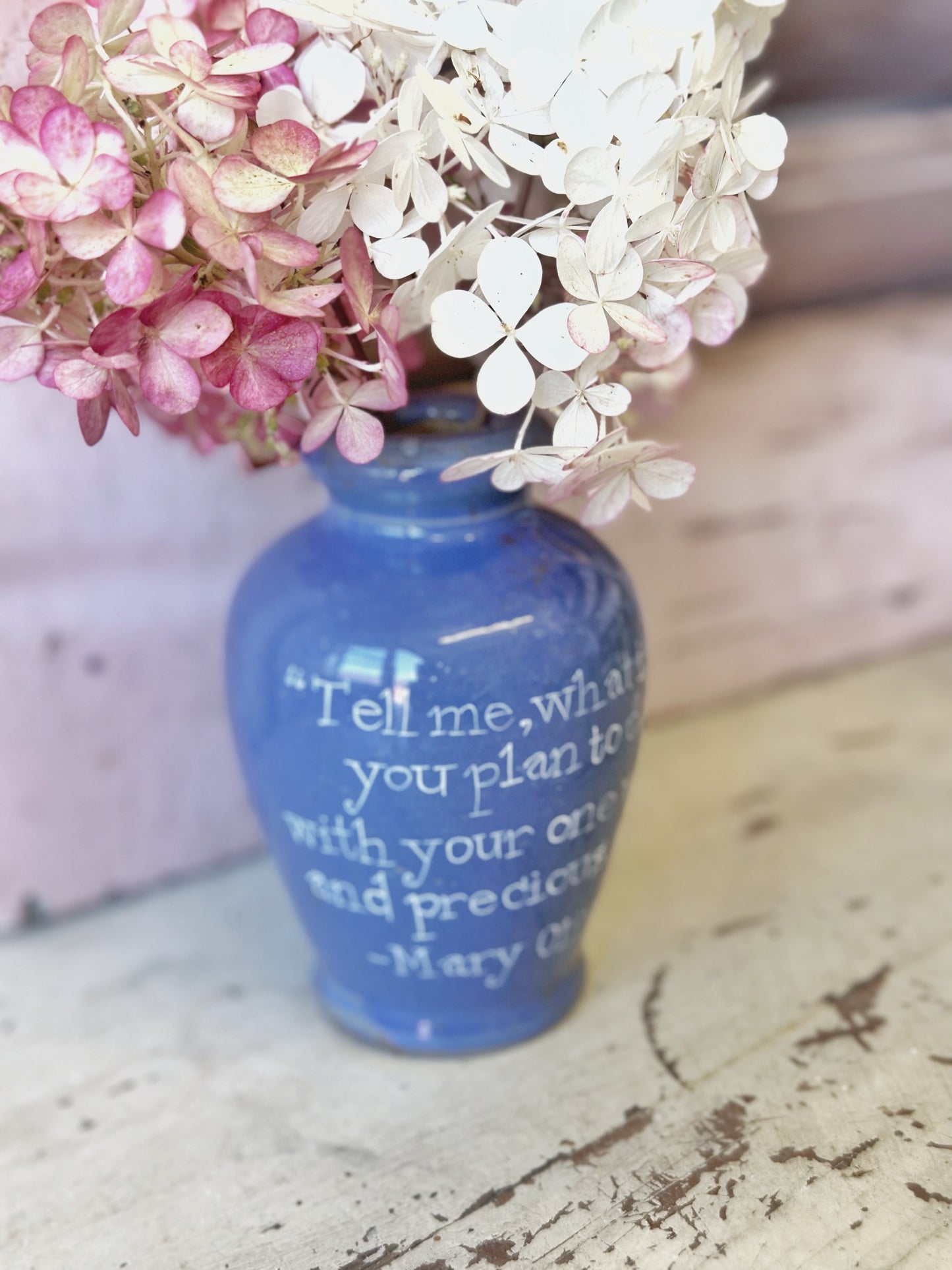 Victorian unearthed stoneware pottery Ronuk polish bottle with a hand painted quote