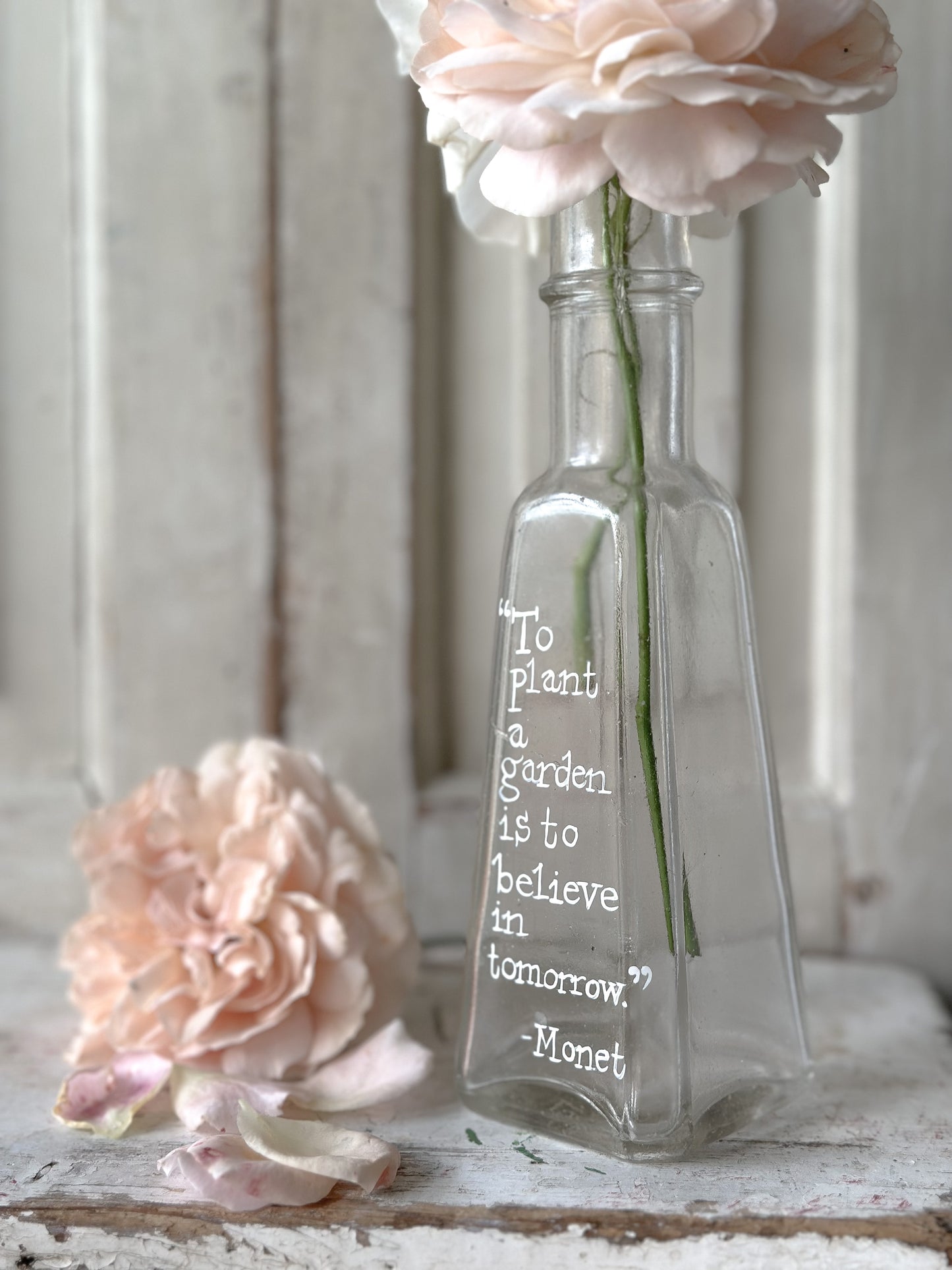 A beautiful Victorian bottle with a hand painted quote