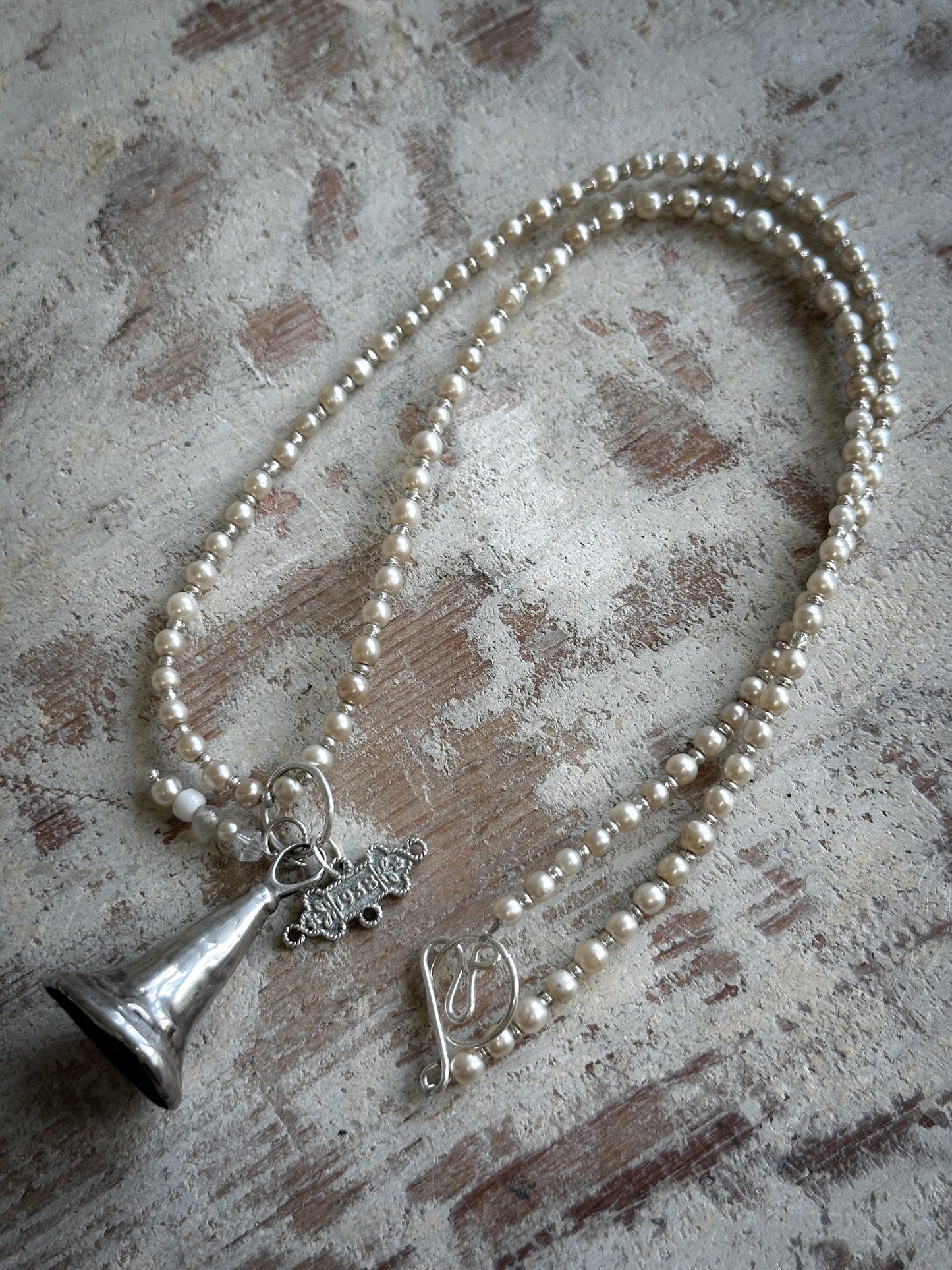 Found Object silver Bell Candle Snuffer Necklace by Jealous Moon Jewellery