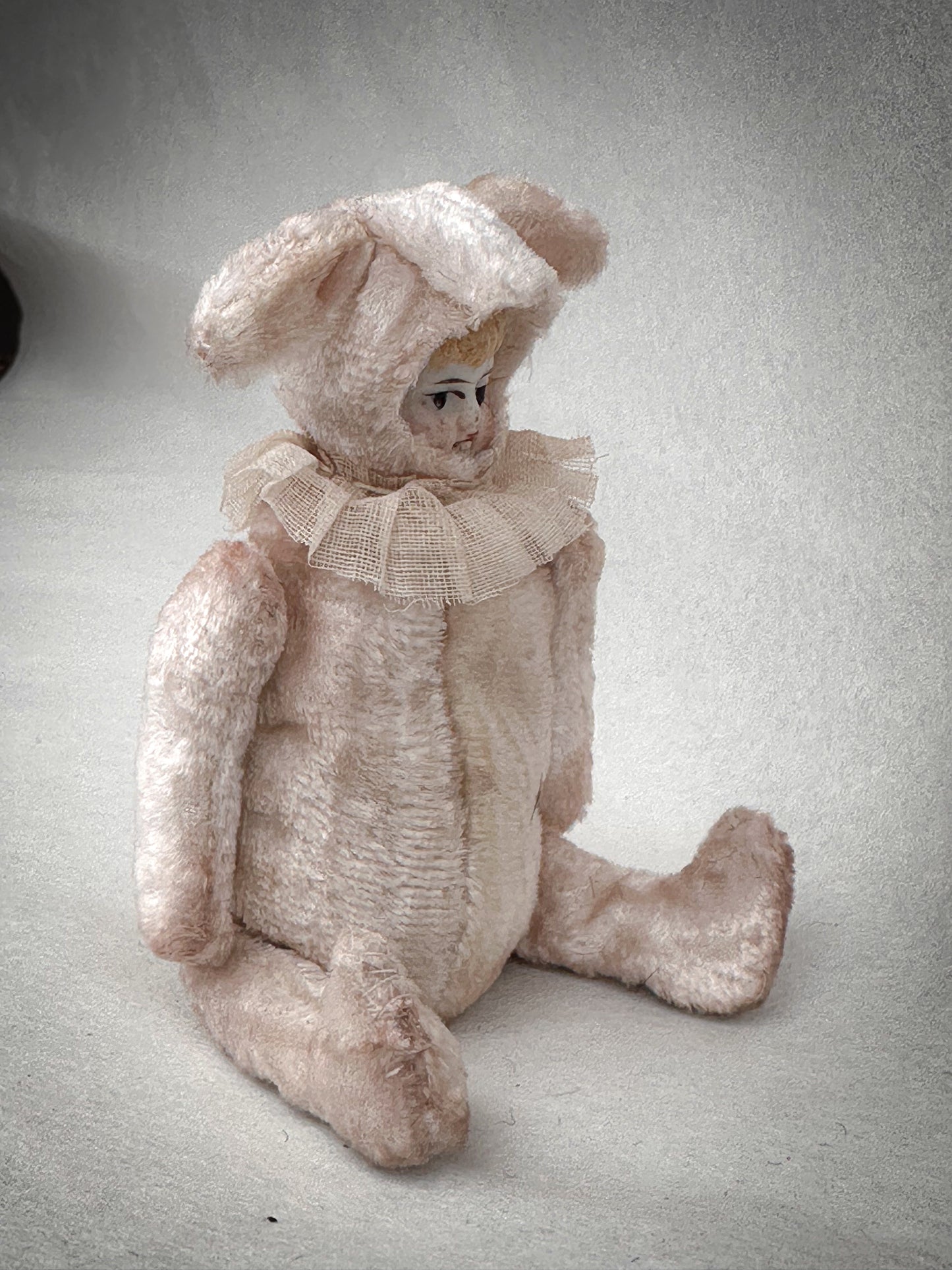 One of a Kind Handmade Artist Bunny Doll by Goody Two Shoes, Reworked Victorian Bisque Doll Collectible