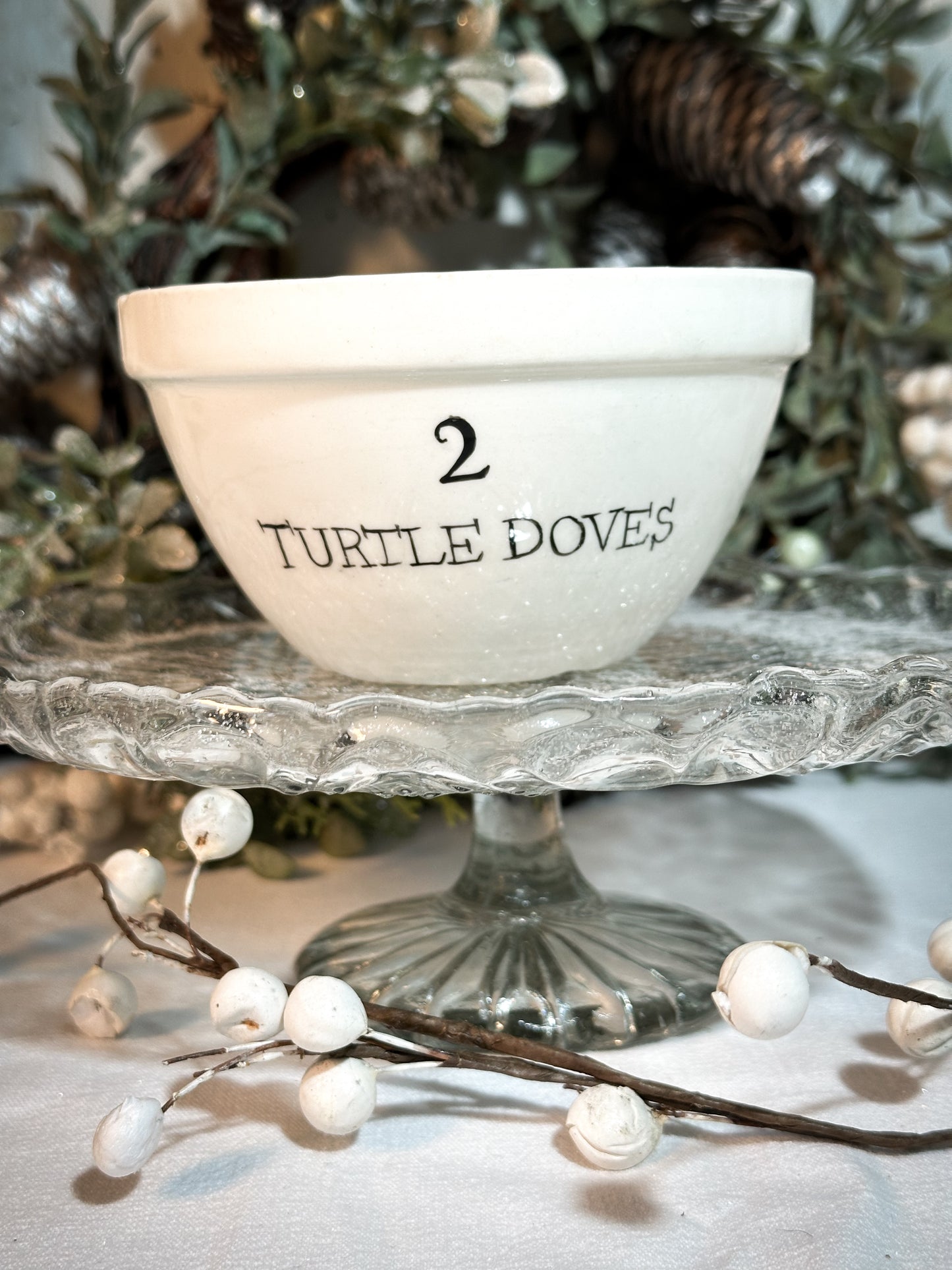 A beautiful vintage Illustrated Ironstone pudding bowl with a hand painted quote