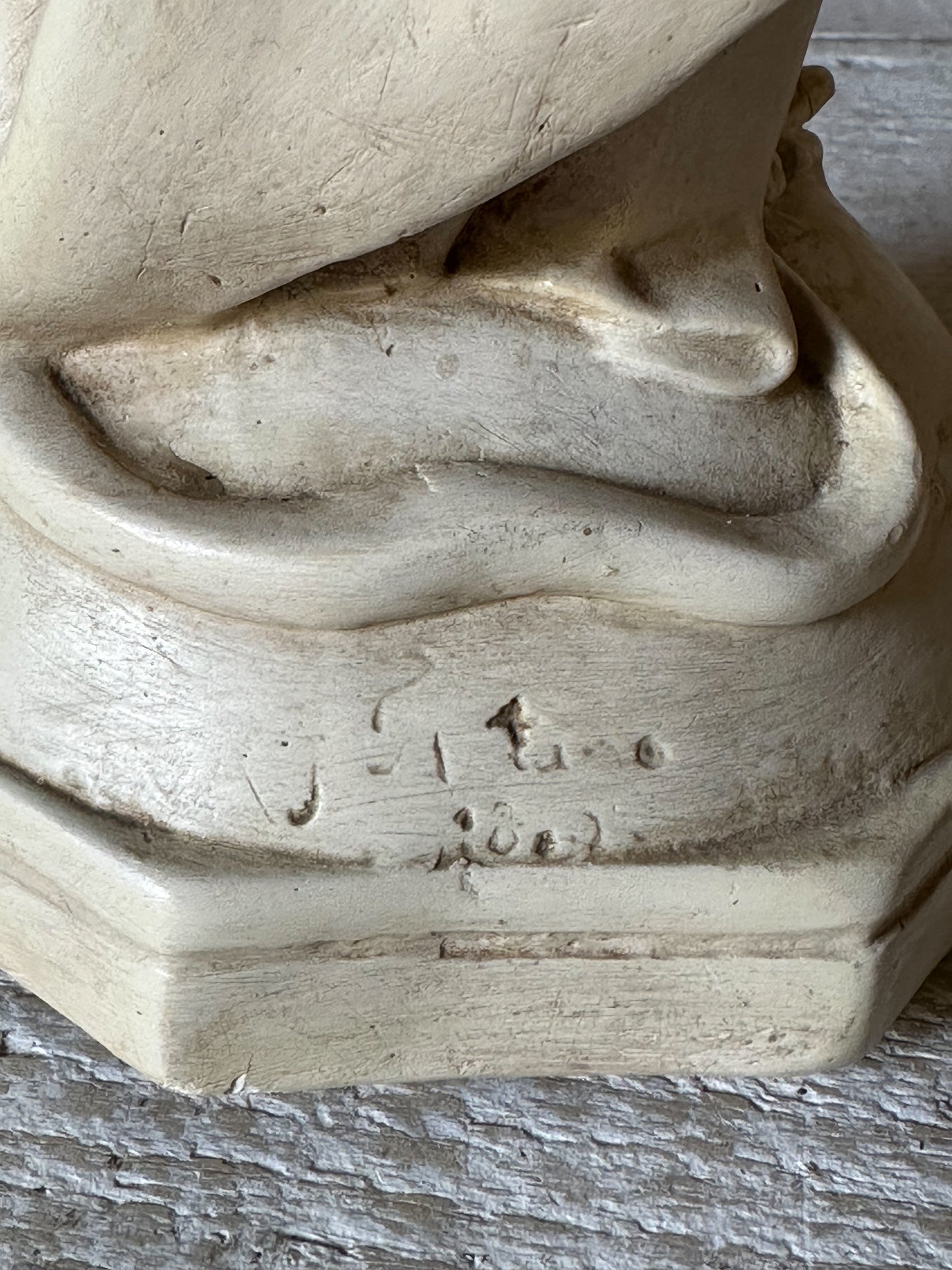 A Tall Antique French Chalk Ware Religious Statue of the Virgin Mary