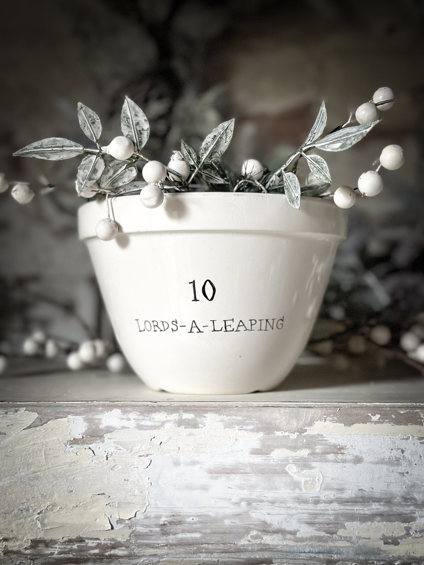 A beautiful vintage Illustrated Ironstone pudding bowl with a hand painted quote