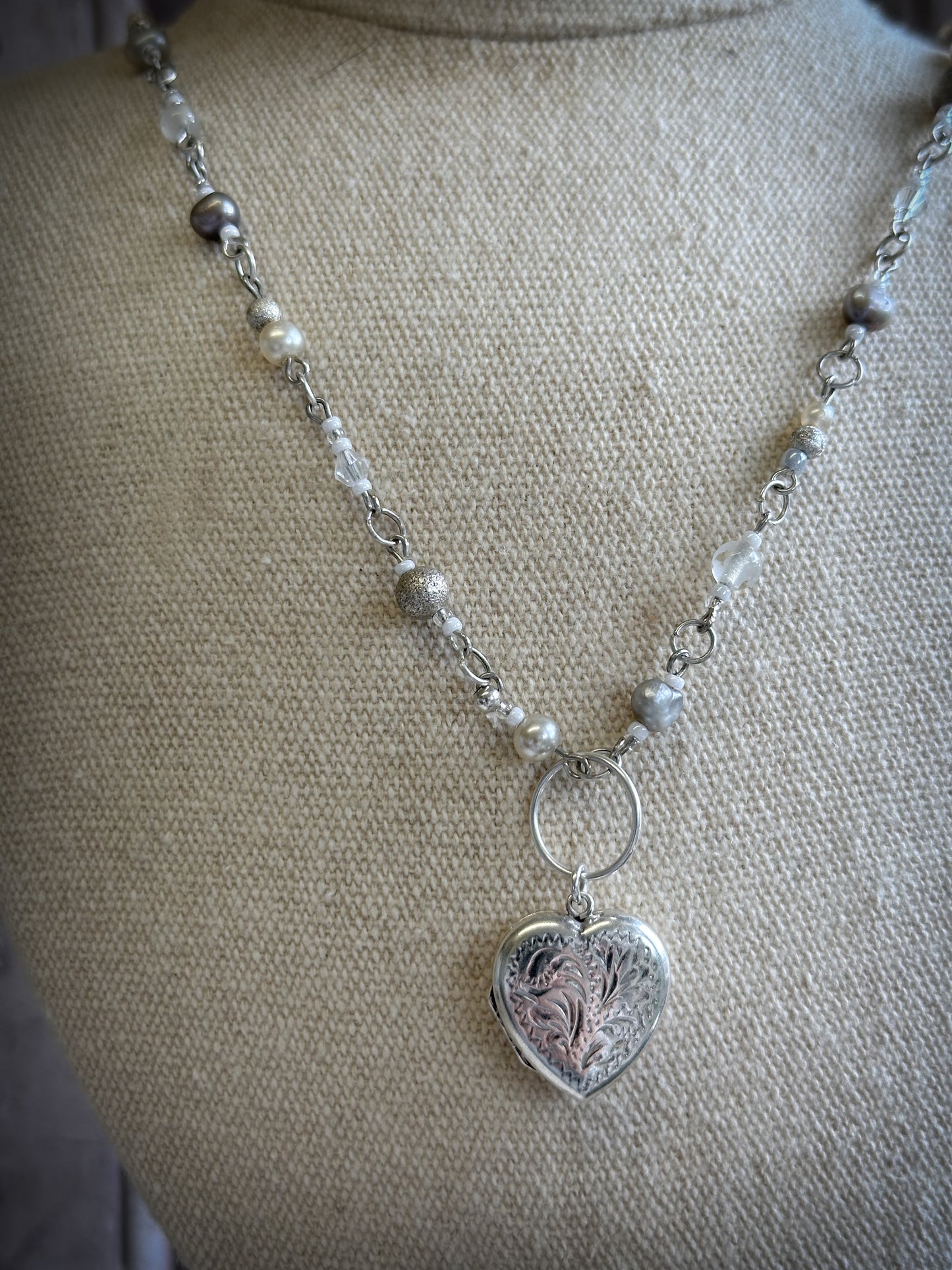 Found Object Vintage Silver Heart Locket Necklace by Jealous Moon Jewellery