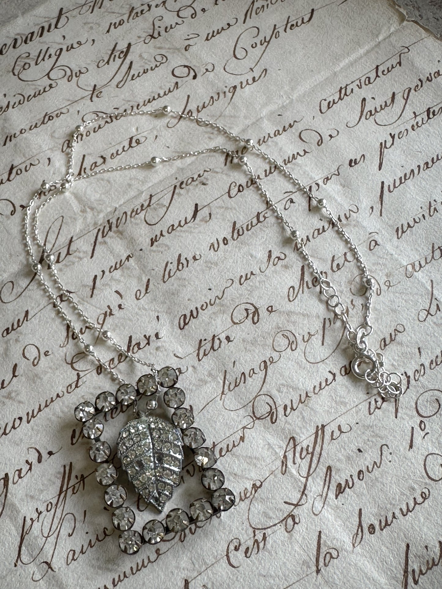 Found Object Pavé Leaf Necklace by Jealous Moon Jewellery