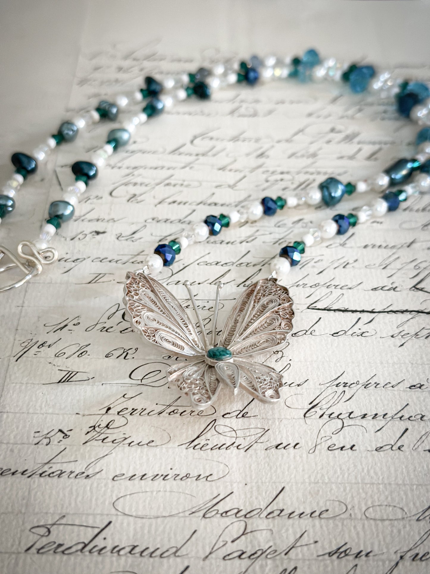 Found Object Art Deco Dress Clip with Cherub Necklace by Jealous Moon Jewellery
