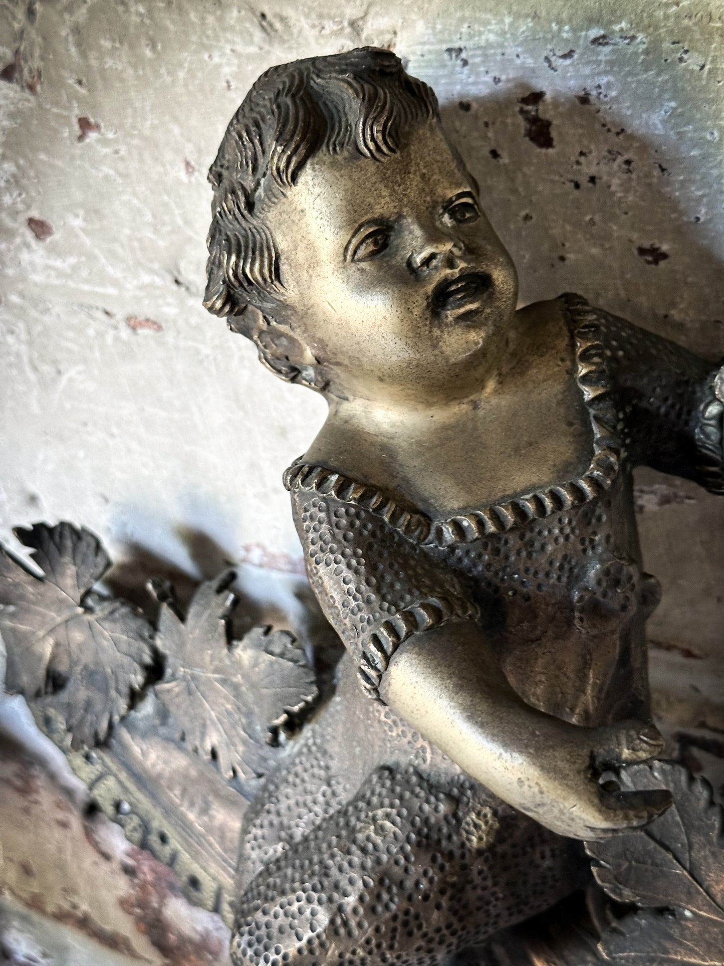 Antique French Brass Cherub Prayer Screen Decoration