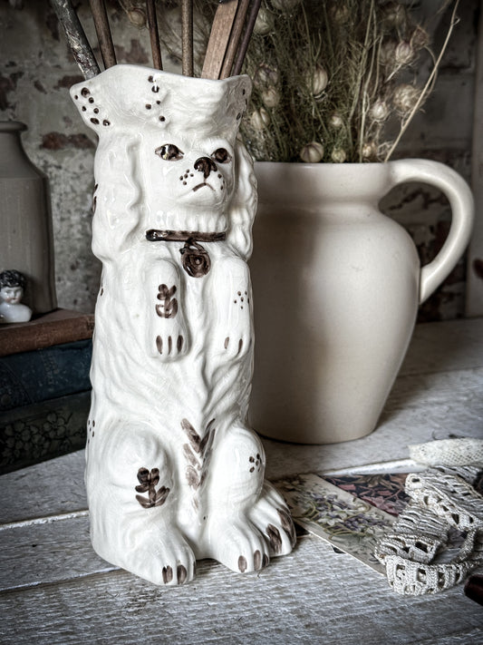 Antique Staffordshire Begging Spaniel in a Tricorn Hat Jug