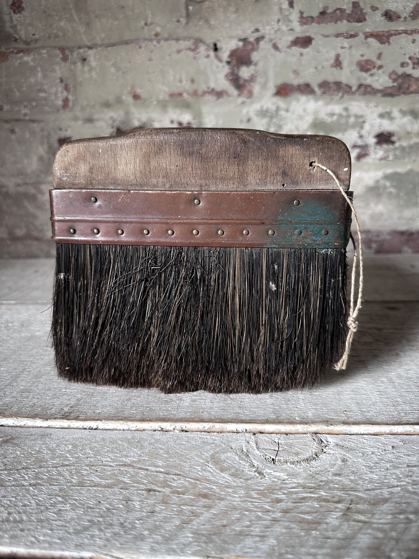 Antique Victorian Horsehair Whitewash Brush with Copper Ferrule