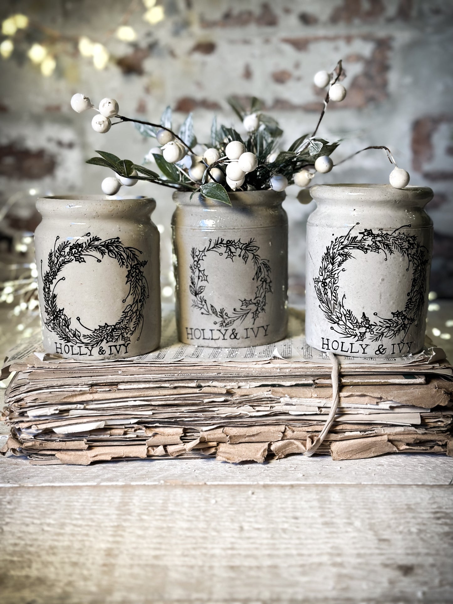 A hand painted and illustrated vintage Victorian preserve jar