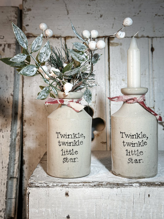 A Victorian unearthed stoneware pottery tall bottle with a hand painted quote