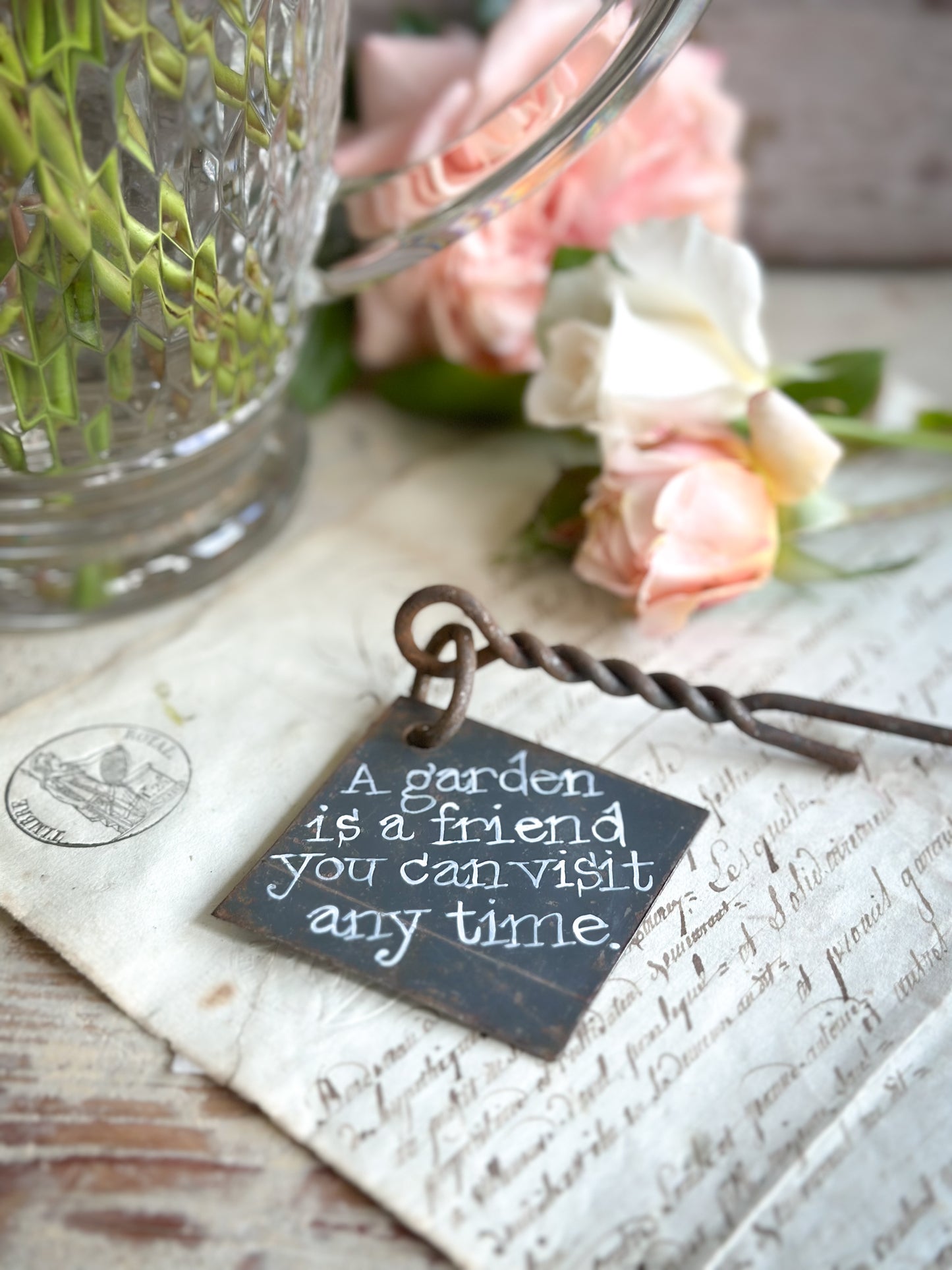 A Hand Painted French Plant Marker