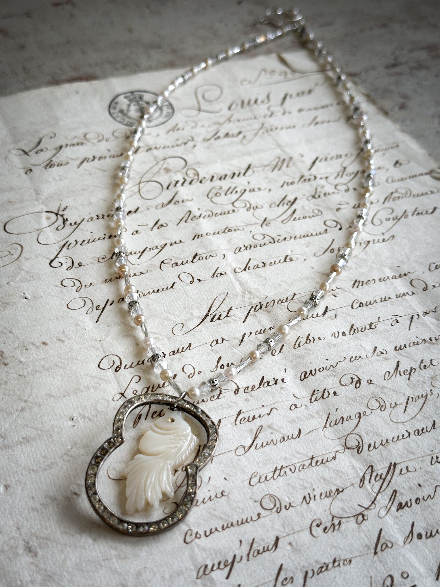 Found Object Mother of Pearl Heart Necklace by Jealous Moon Jewellery