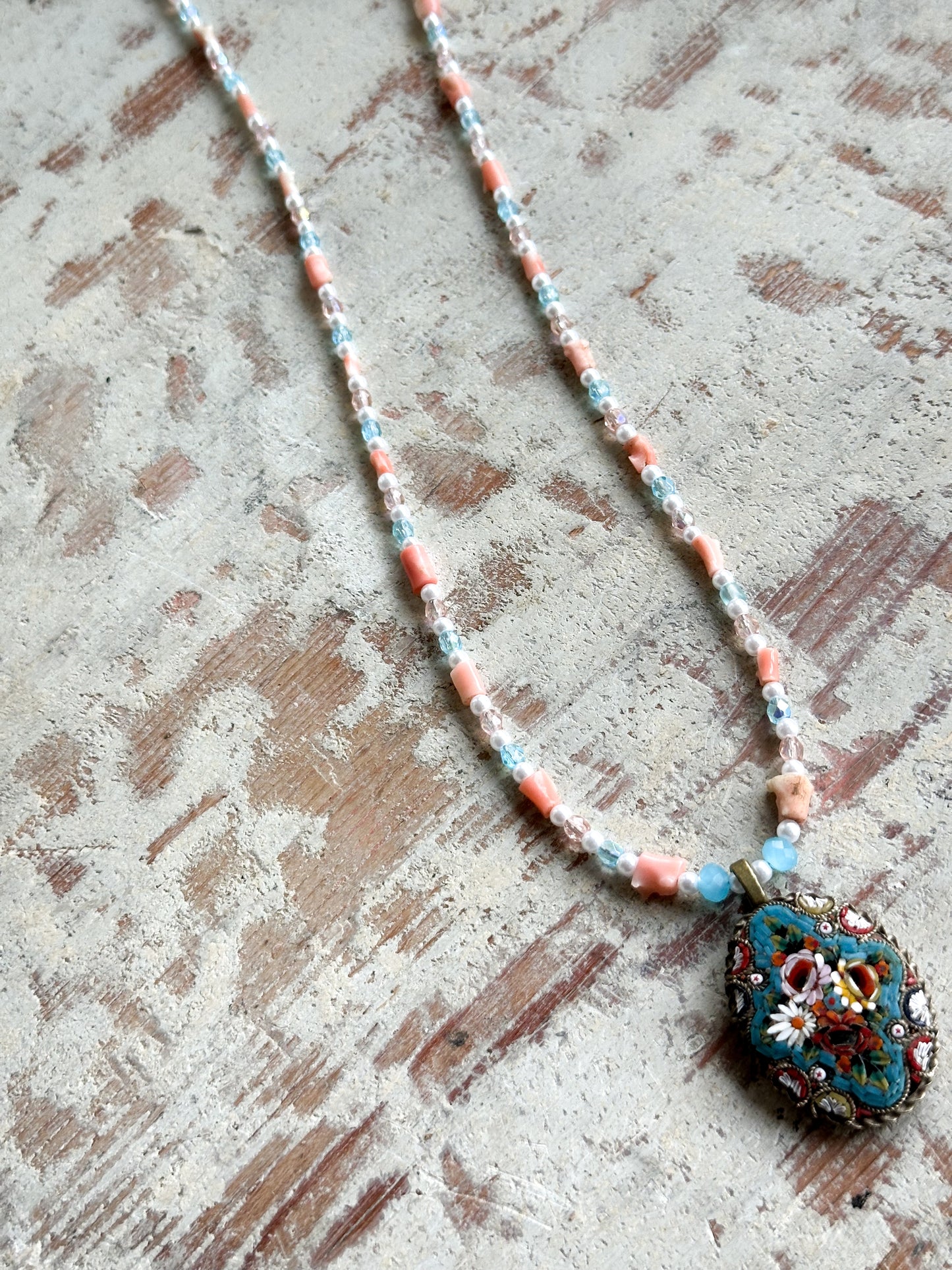 Found Object Antique Micro Mosaic Necklace by Jealous Moon Jewellery