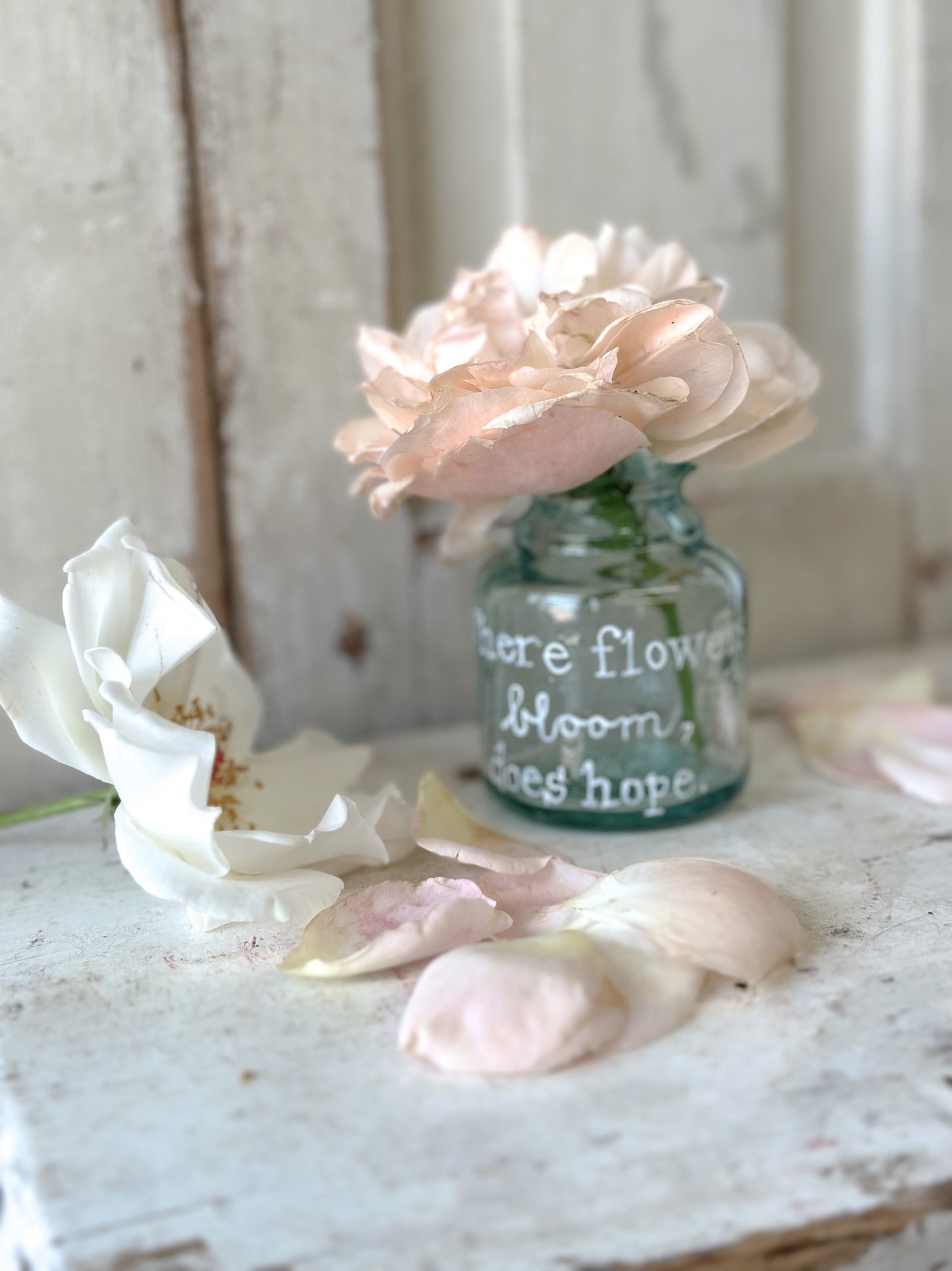 A beautiful Victorian bottle with a hand painted quote