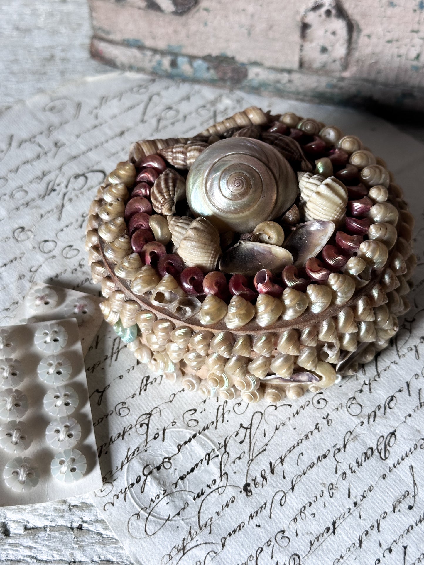 Antique Shell Art Jewellery Box – Decorative Coastal Trinket Box