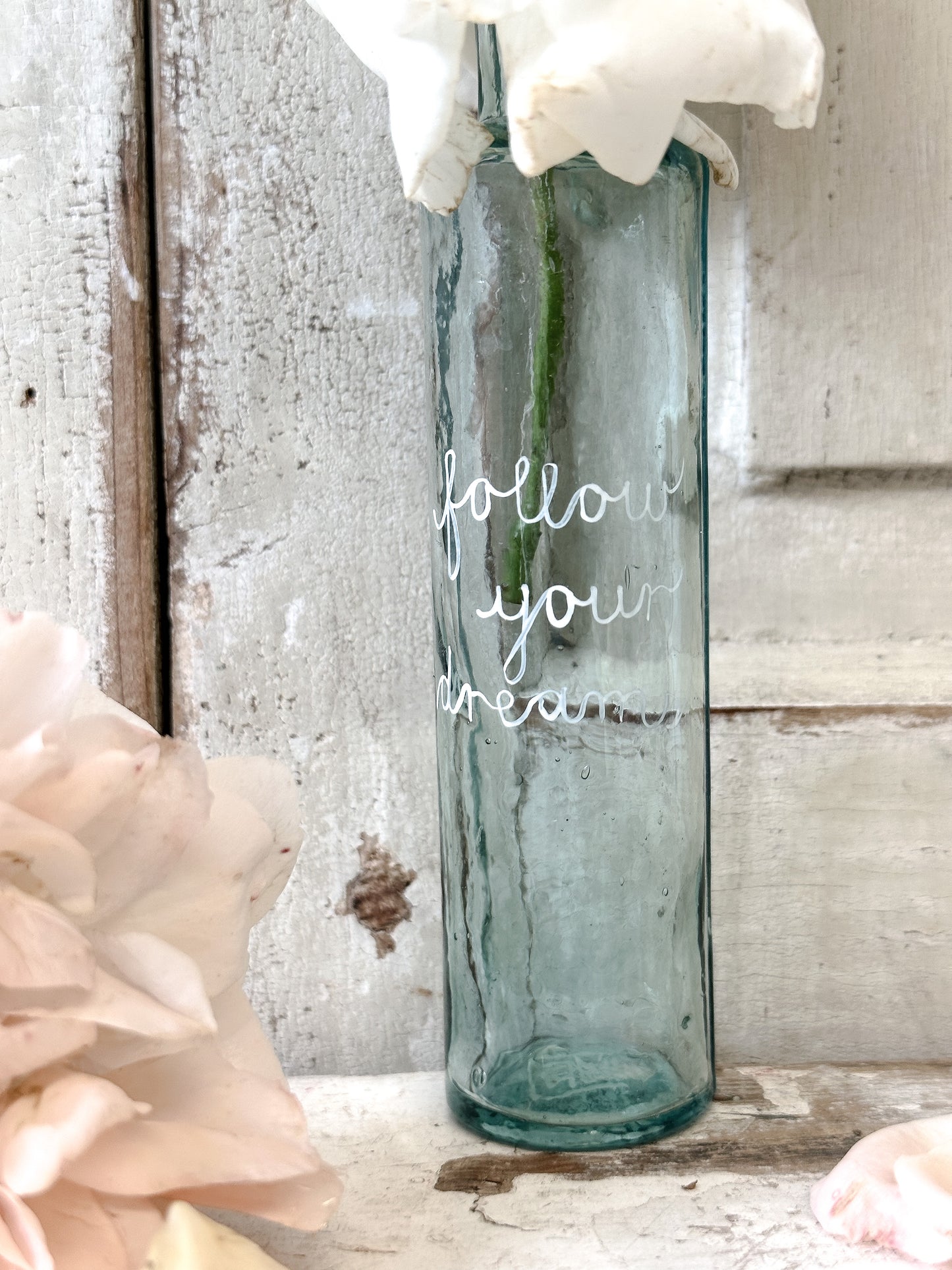 A beautiful Victorian bottle with a hand painted quote