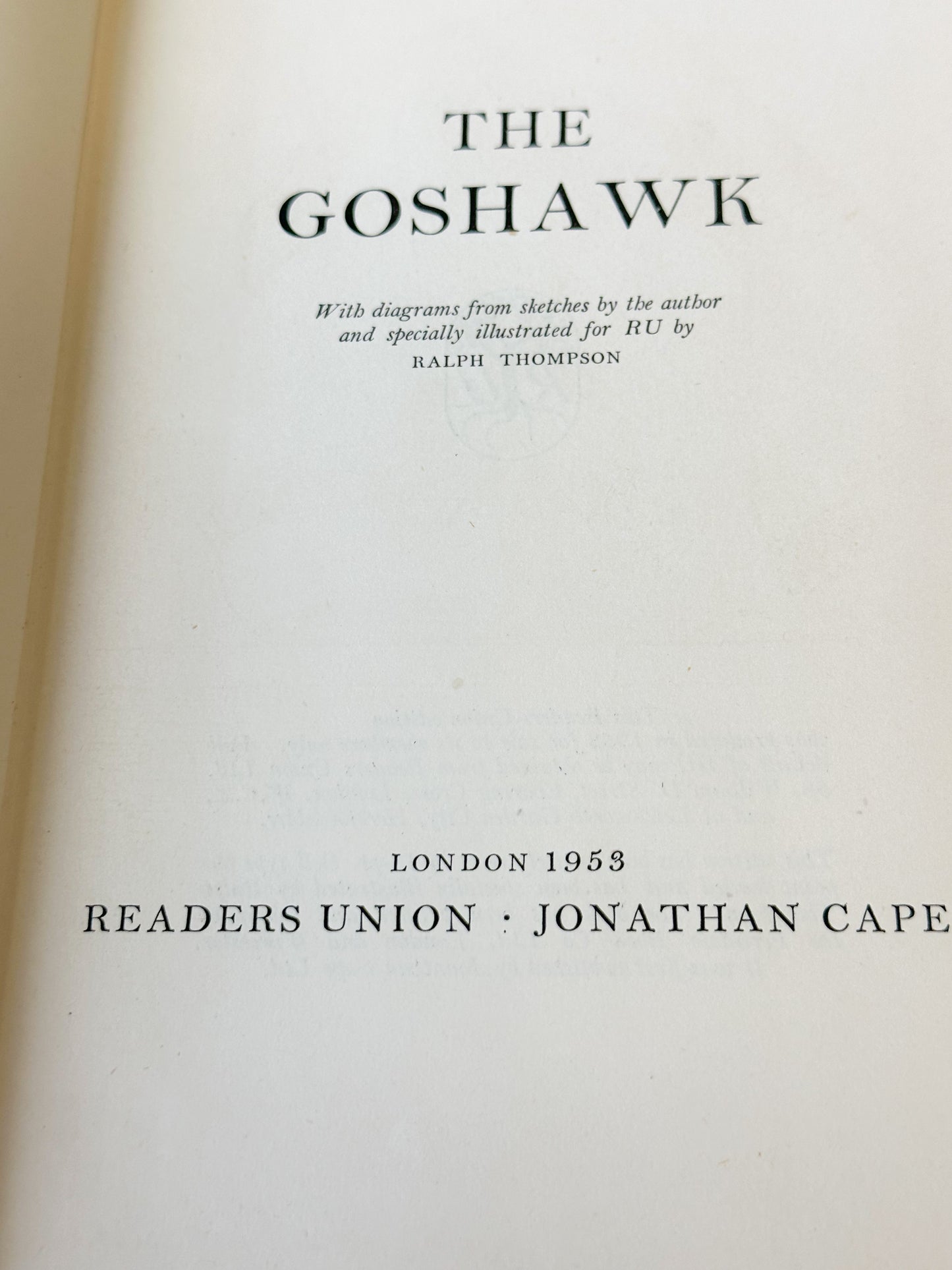 Vintage book “The Goshawk” by T.H. White, Jonathan Cape, London 1953