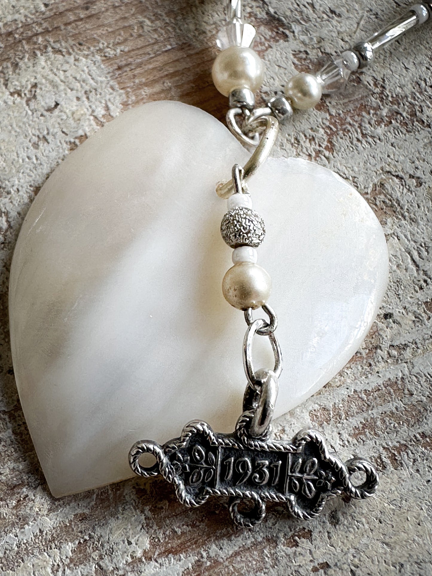 Found Object Mother of Pearl Heart Necklace by Jealous Moon Jewellery