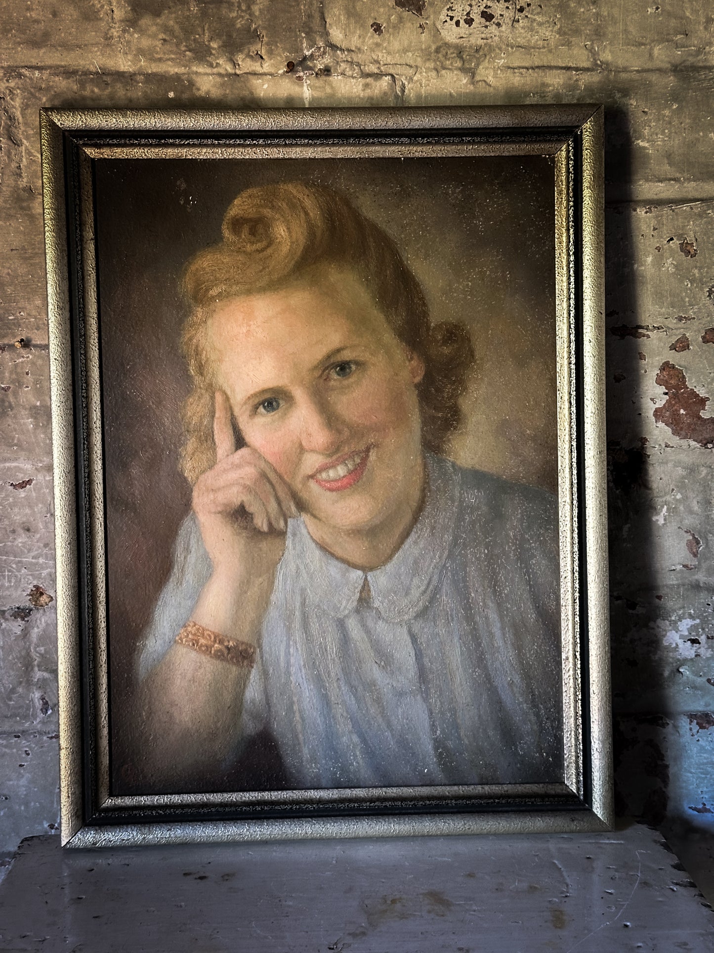 A 1930’s Oil on Board Vintage Portrait Painting of a Young Woman