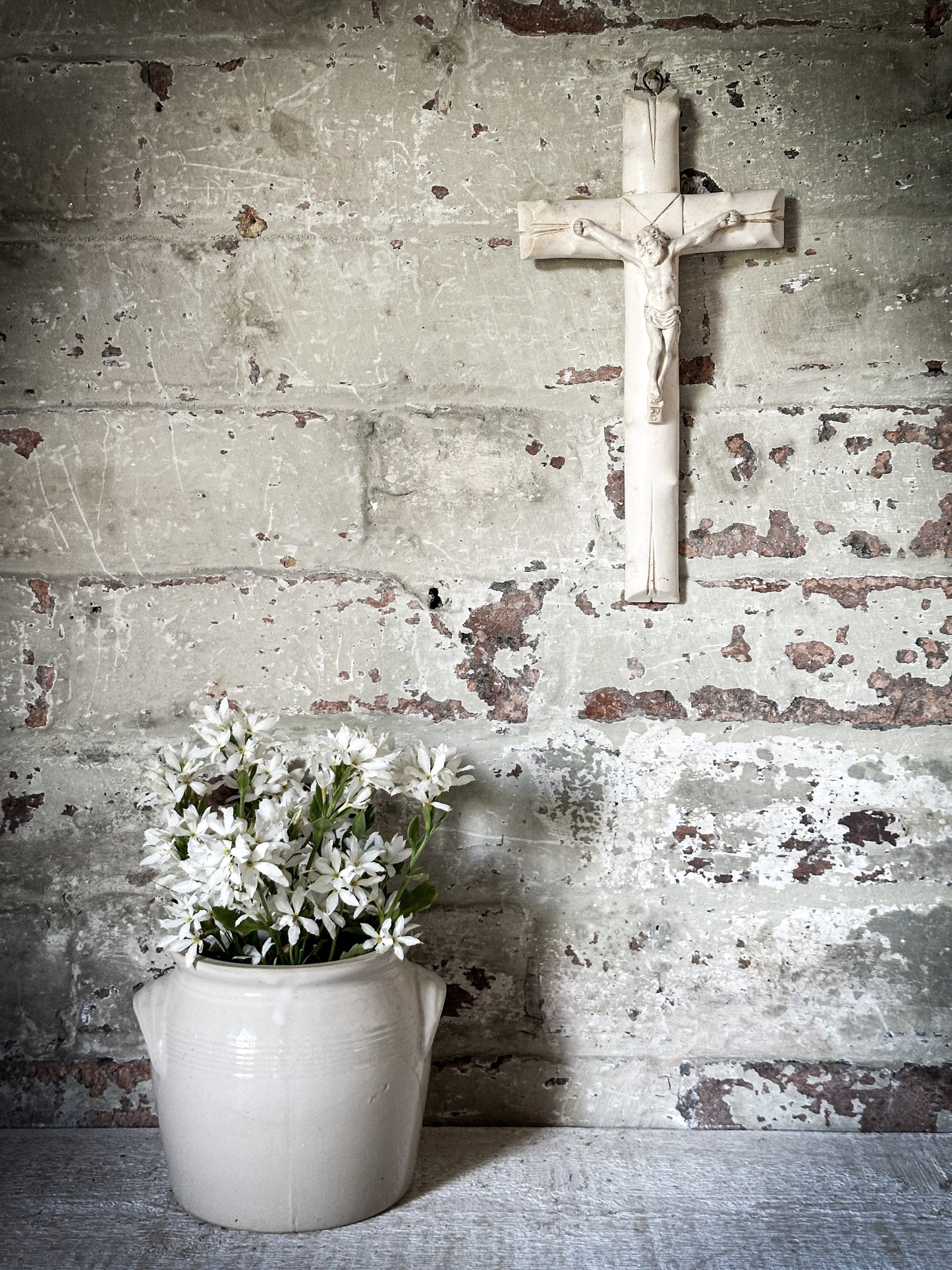 A French Antique Chalk Ware Crucifix