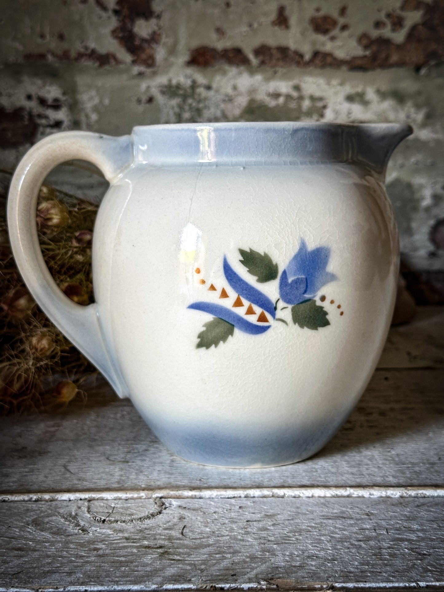 A Vintage Sponge Ware Flower Jug