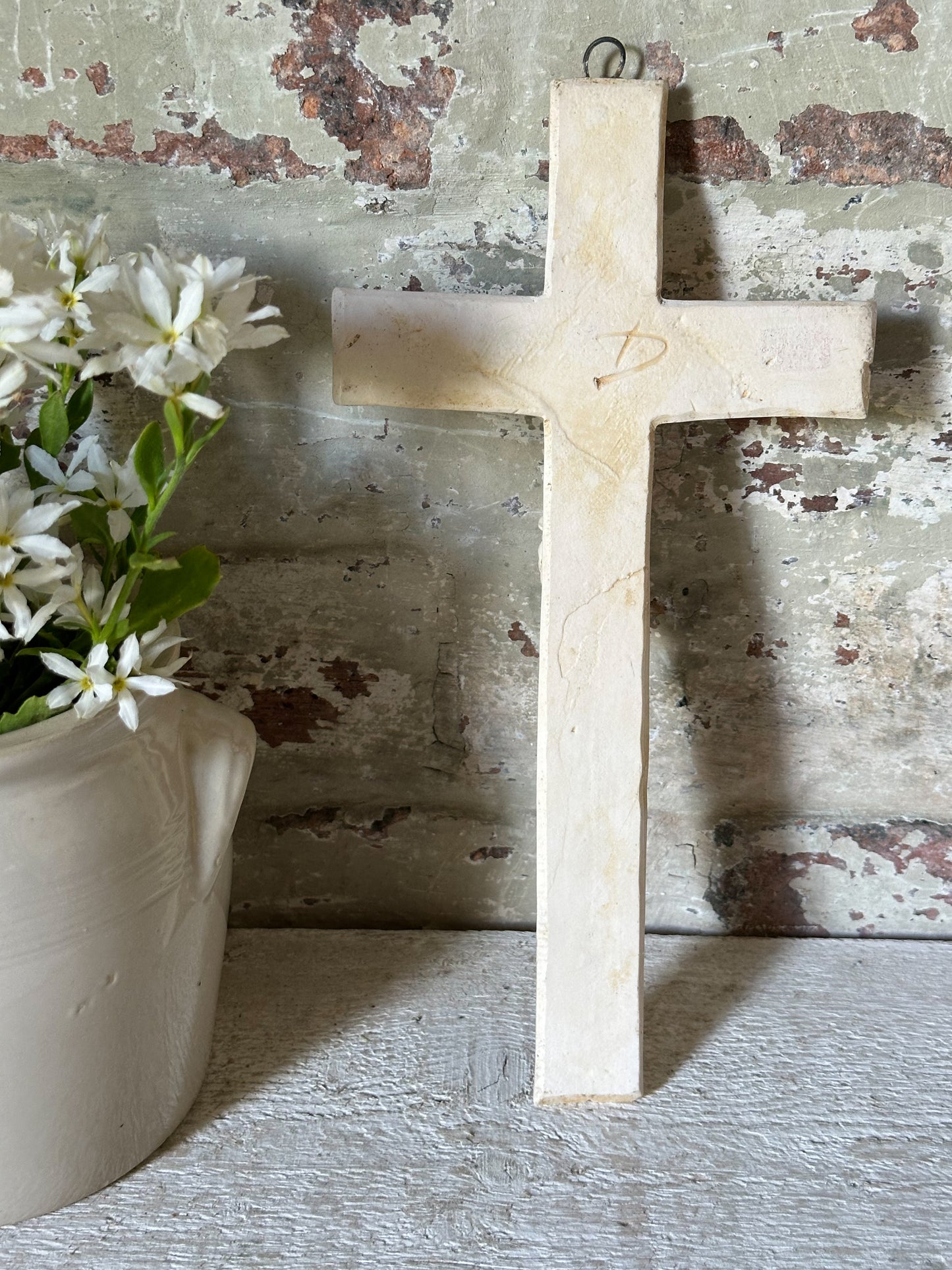 A French Antique Chalk Ware Crucifix