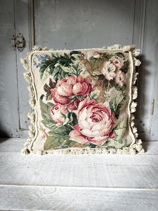 A beautiful French Aubusson style needlepoint cushion by Chelsea Textiles