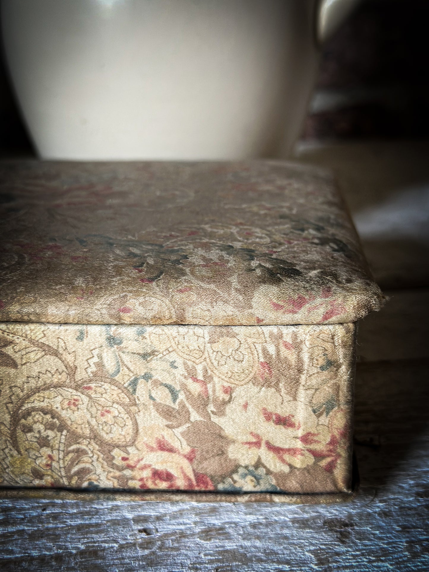 A Pretty French Paisley Fabric Covered Box