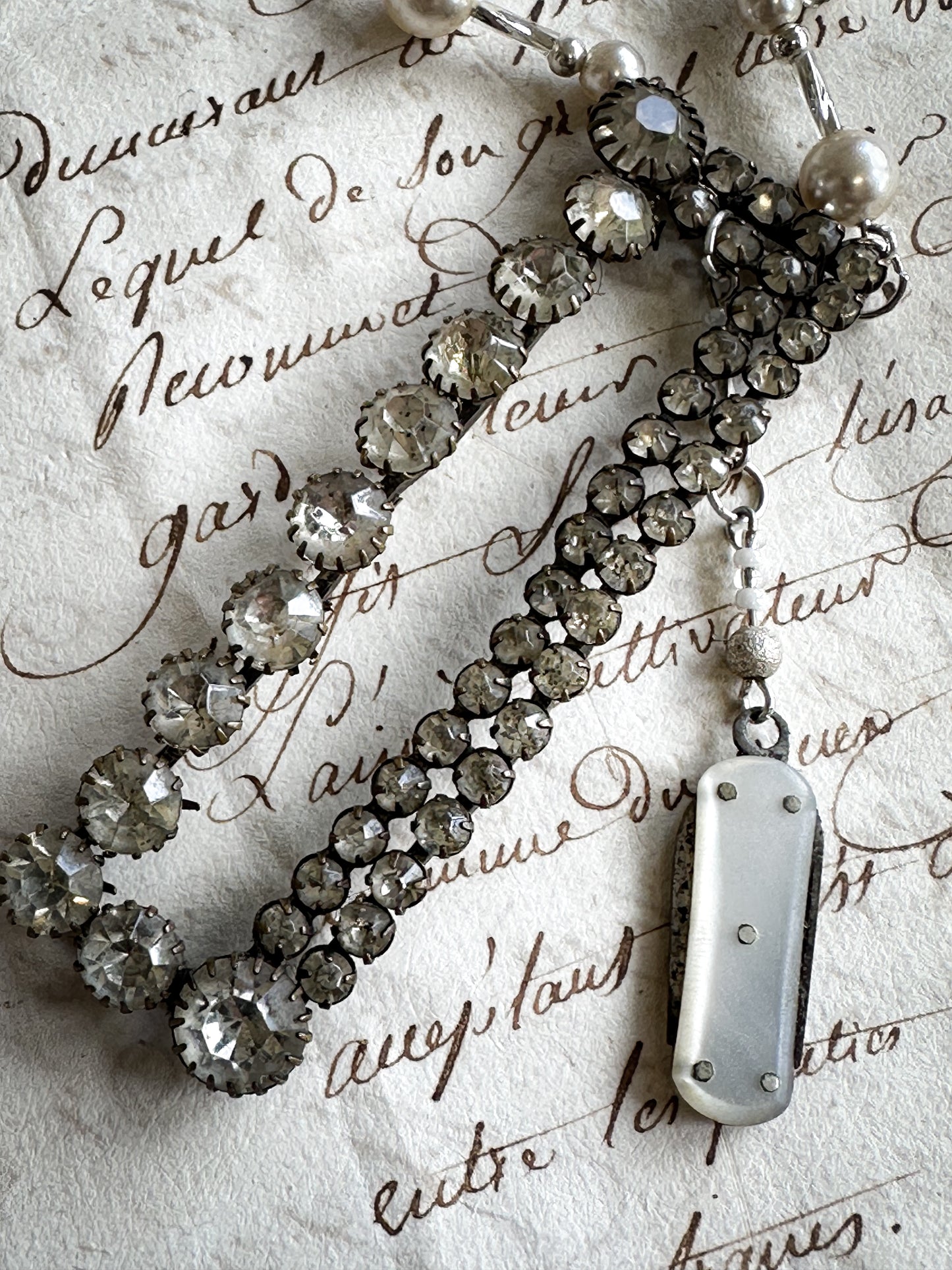 Found Object Victorian Fruit Knife and Paste Buckle Necklace by Jealous Moon Jewellery
