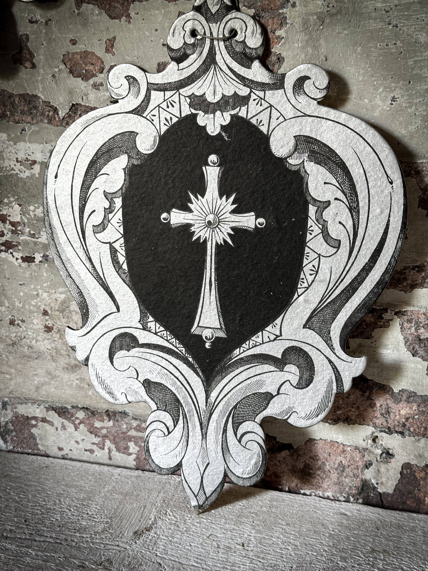 A Rare Antique French Sacred Heart Card Banner