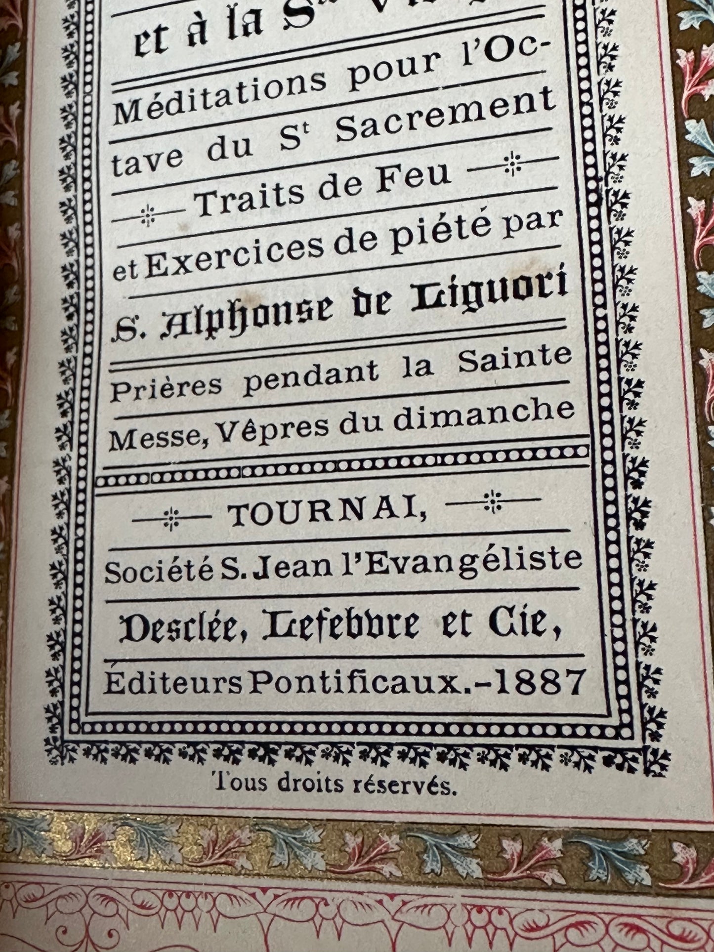 Visited au St. Sacrement et àLa Ste Vierge (no.257) Tornei, 1887