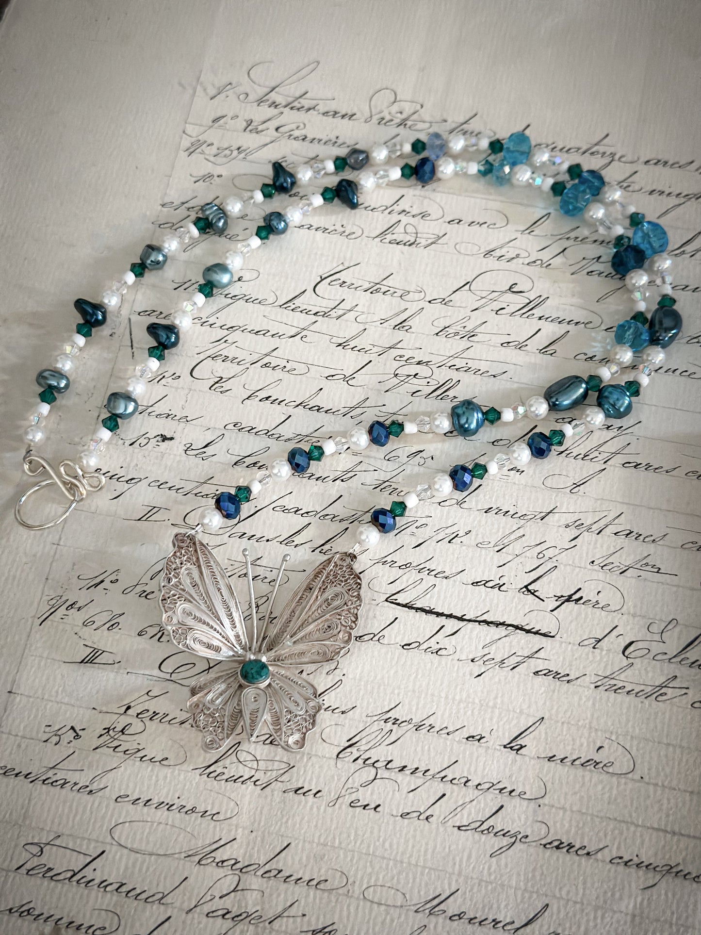 Found Object Art Deco Dress Clip with Cherub Necklace by Jealous Moon Jewellery